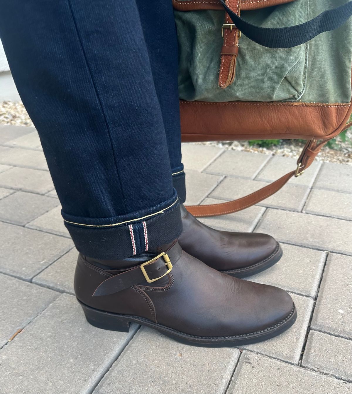 Photo by austinrylees on September 12, 2025 of the Addict Boots AB-01 Engineer Boots in Brown Horsehide.