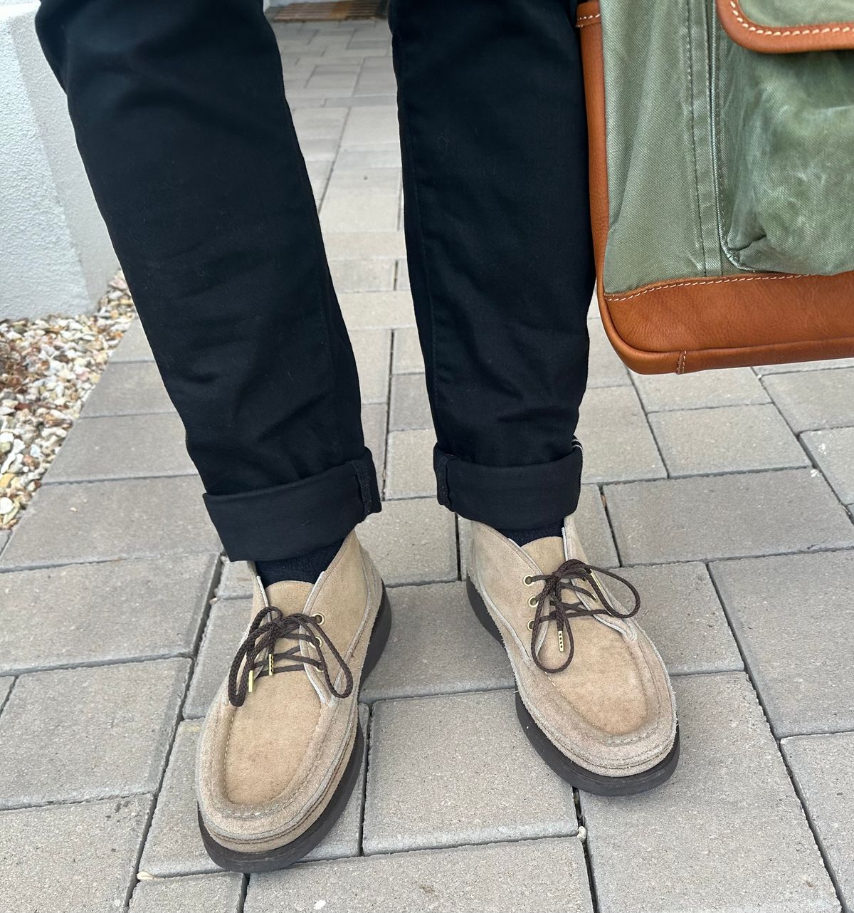 Photo by austinrylees on August 25, 2025 of the Russell Moccasin Co. Premier Chukka in Tan Laramie Suede.