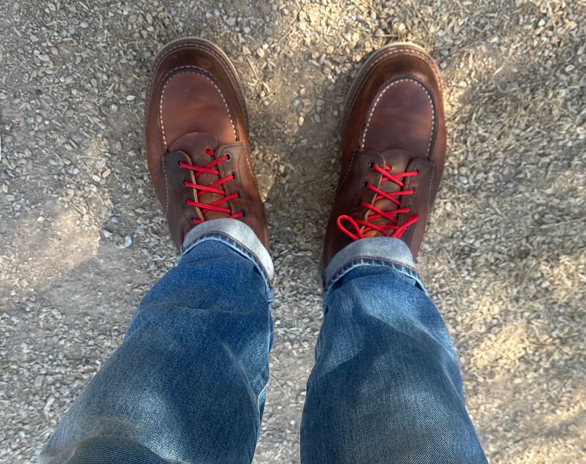 Photo by austinrylees on November 25, 2023 of the Red Wing 6-Inch Classic Moc in S.B. Foot Copper Rough and Tough.