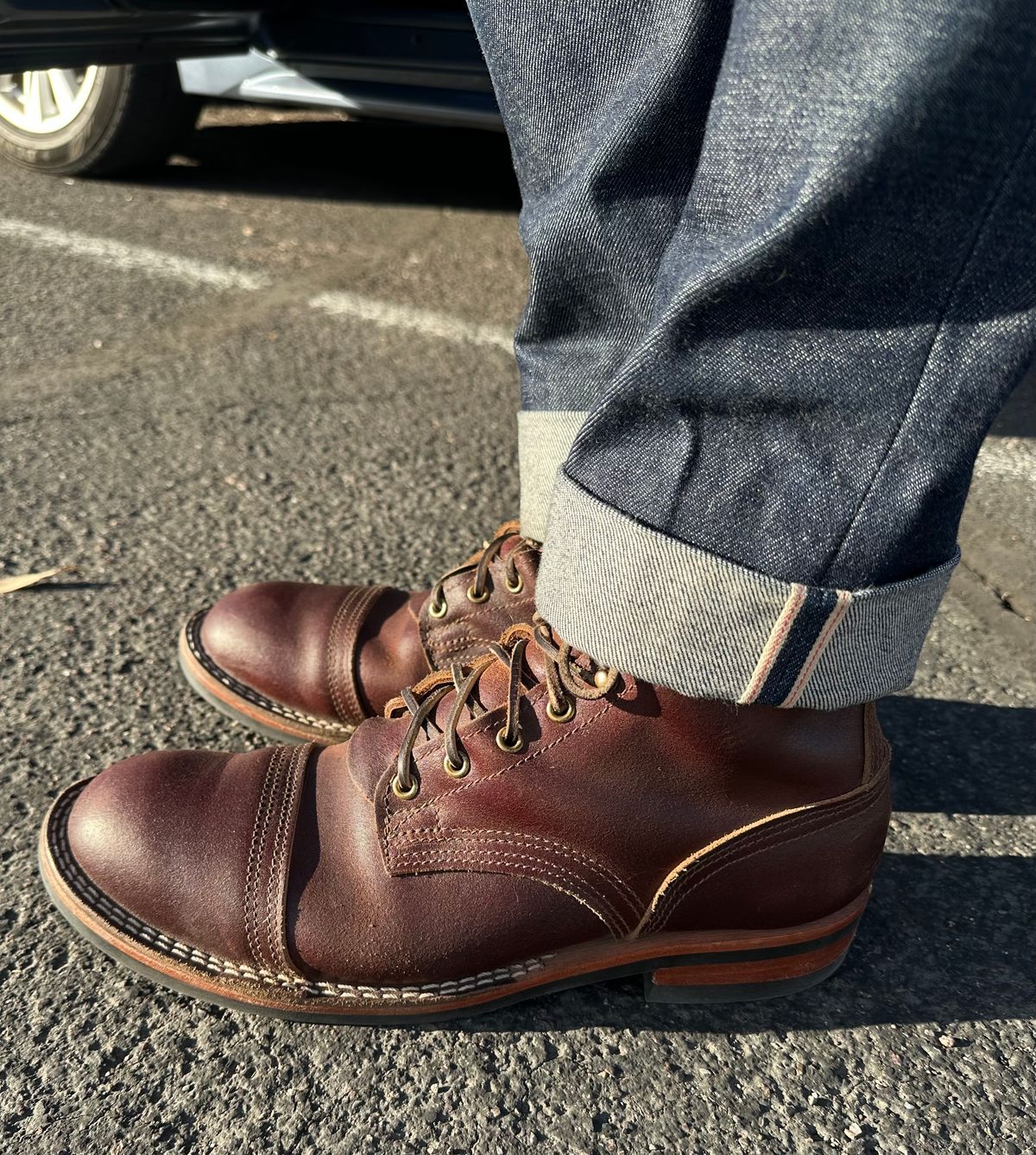 Photo by austinrylees on December 26, 2024 of the Nicks Parkhurst V2 in Horween Tan Waxed Flesh.