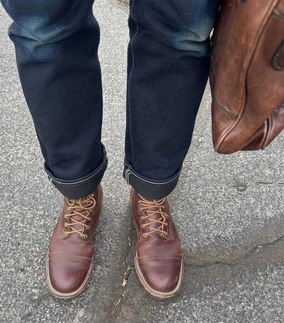 Photo by austinrylees on April 14, 2025 of the Nicks Parkhurst V2 in Horween Tan Waxed Flesh.