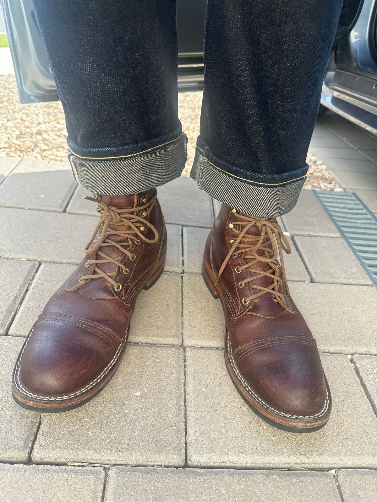 Photo by austinrylees on July 18, 2025 of the Nicks Parkhurst V2 in Horween Tan Waxed Flesh.