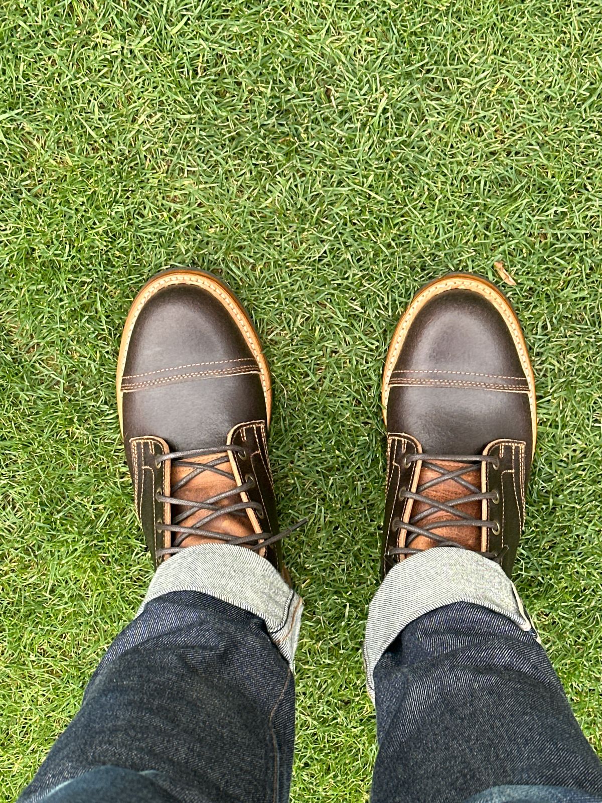 Photo by austinrylees on February 29, 2024 of the Truman Service Boot in Horween Java Waxed Flesh.