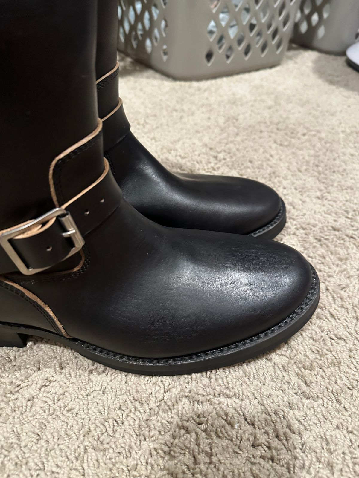 Photo by austinrylees on August 27, 2025 of the Addict Boots AB-01 Engineer Boots in Maryam Black Teacore Horsebutt.