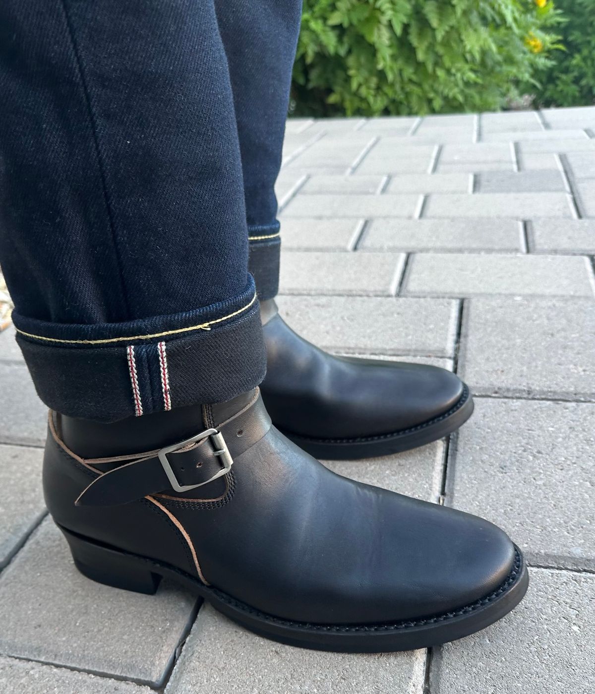 Photo by austinrylees on October 6, 2025 of the Addict Boots AB-01 Engineer Boots in Maryam Black Teacore Horsebutt.