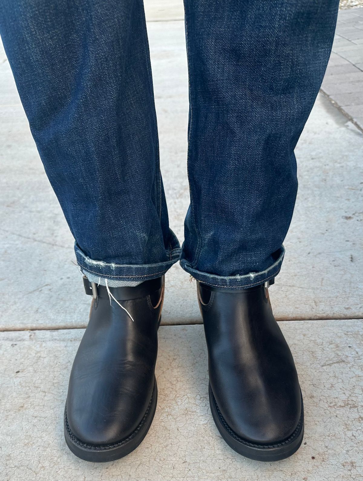 Photo by austinrylees on October 13, 2025 of the Addict Boots AB-01 Engineer Boots in Maryam Black Teacore Horsebutt.