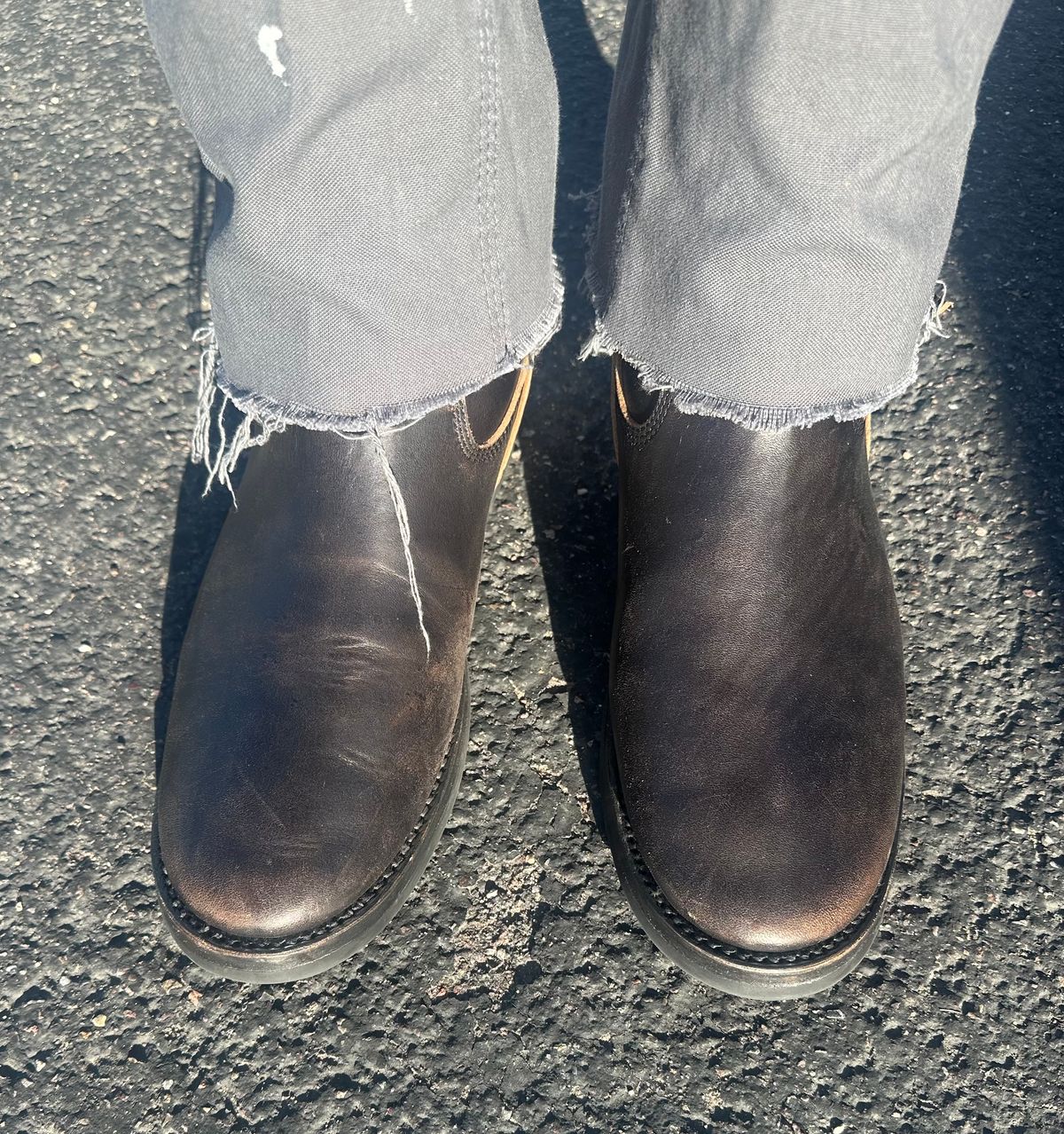 Photo by austinrylees on October 23, 2025 of the Addict Boots AB-01 Engineer Boots in Maryam Black Teacore Horsebutt.