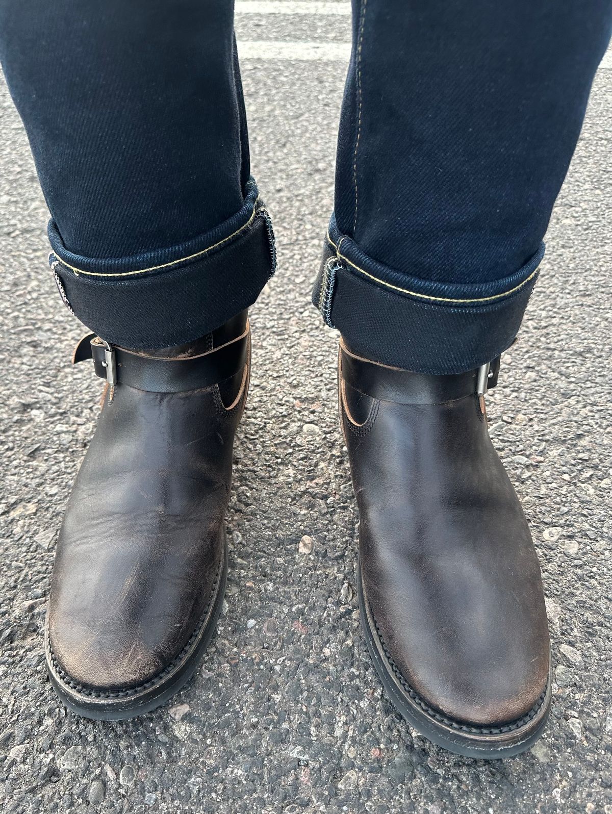 Photo by austinrylees on November 12, 2025 of the Addict Boots AB-01 Engineer Boots in Maryam Black Teacore Horsebutt.