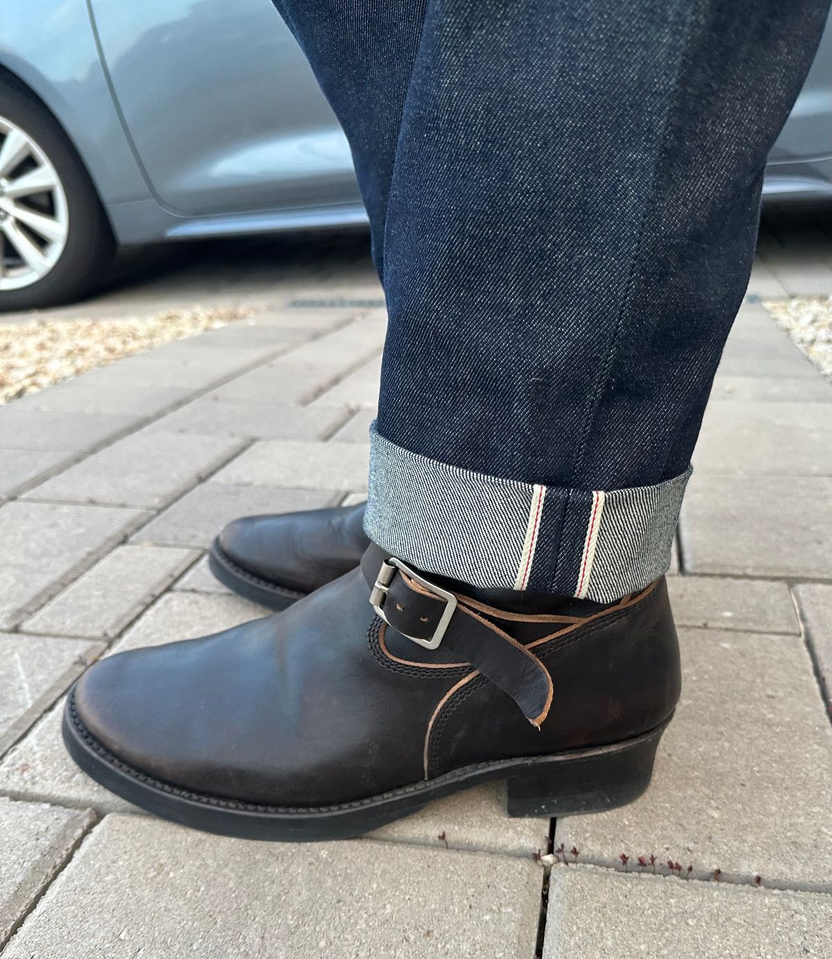 Photo by austinrylees on November 13, 2025 of the Addict Boots AB-01 Engineer Boots in Maryam Black Teacore Horsebutt.