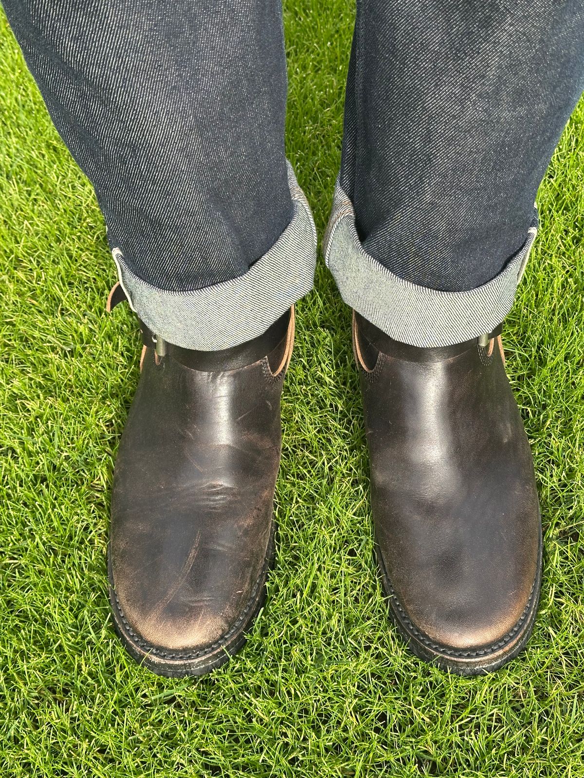 Photo by austinrylees on November 15, 2025 of the Addict Boots AB-01 Engineer Boots in Maryam Black Teacore Horsebutt.