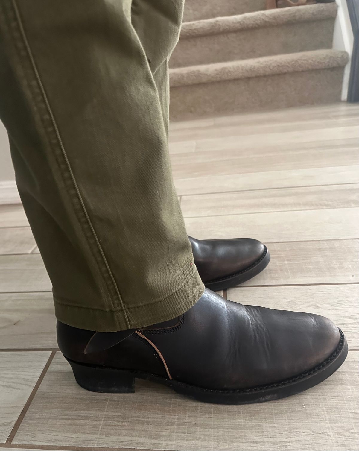 Photo by austinrylees on November 23, 2025 of the Addict Boots AB-01 Engineer Boots in Maryam Black Teacore Horsebutt.