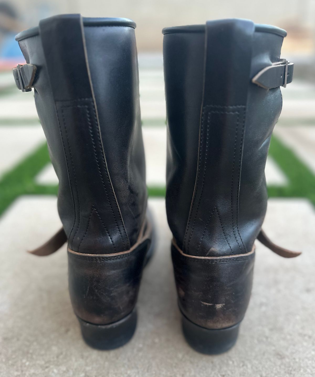 Photo by austinrylees on December 1, 2025 of the Addict Boots AB-01 Engineer Boots in Maryam Black Teacore Horsebutt.