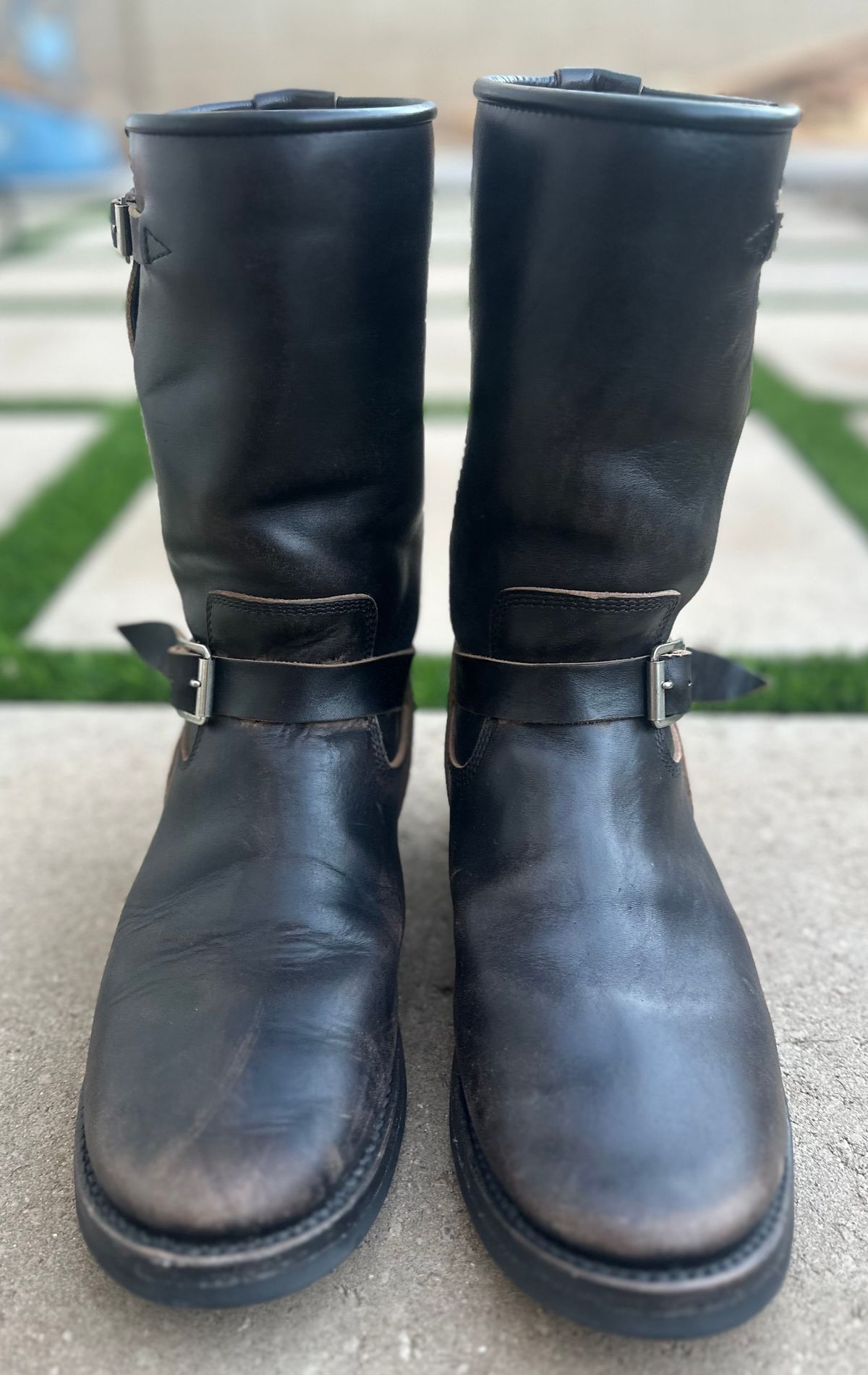 Photo by austinrylees on December 1, 2025 of the Addict Boots AB-01 Engineer Boots in Maryam Black Teacore Horsebutt.