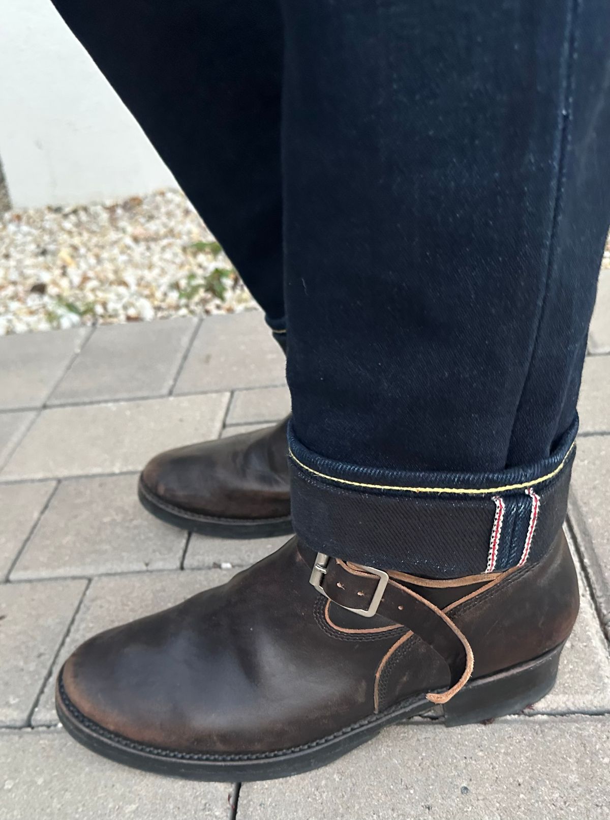 Photo by austinrylees on December 3, 2025 of the Addict Boots AB-01 Engineer Boots in Maryam Black Teacore Horsebutt.