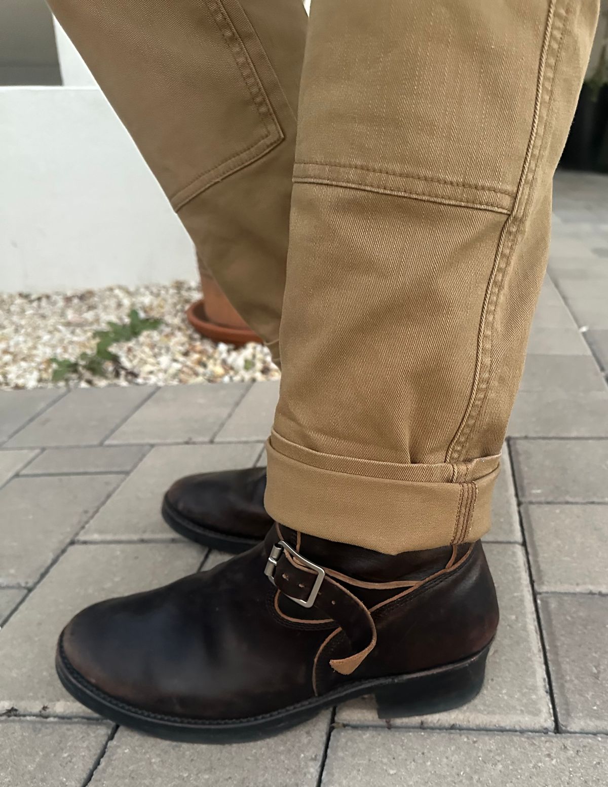 Photo by austinrylees on December 9, 2025 of the Addict Boots AB-01 Engineer Boots in Maryam Black Teacore Horsebutt.