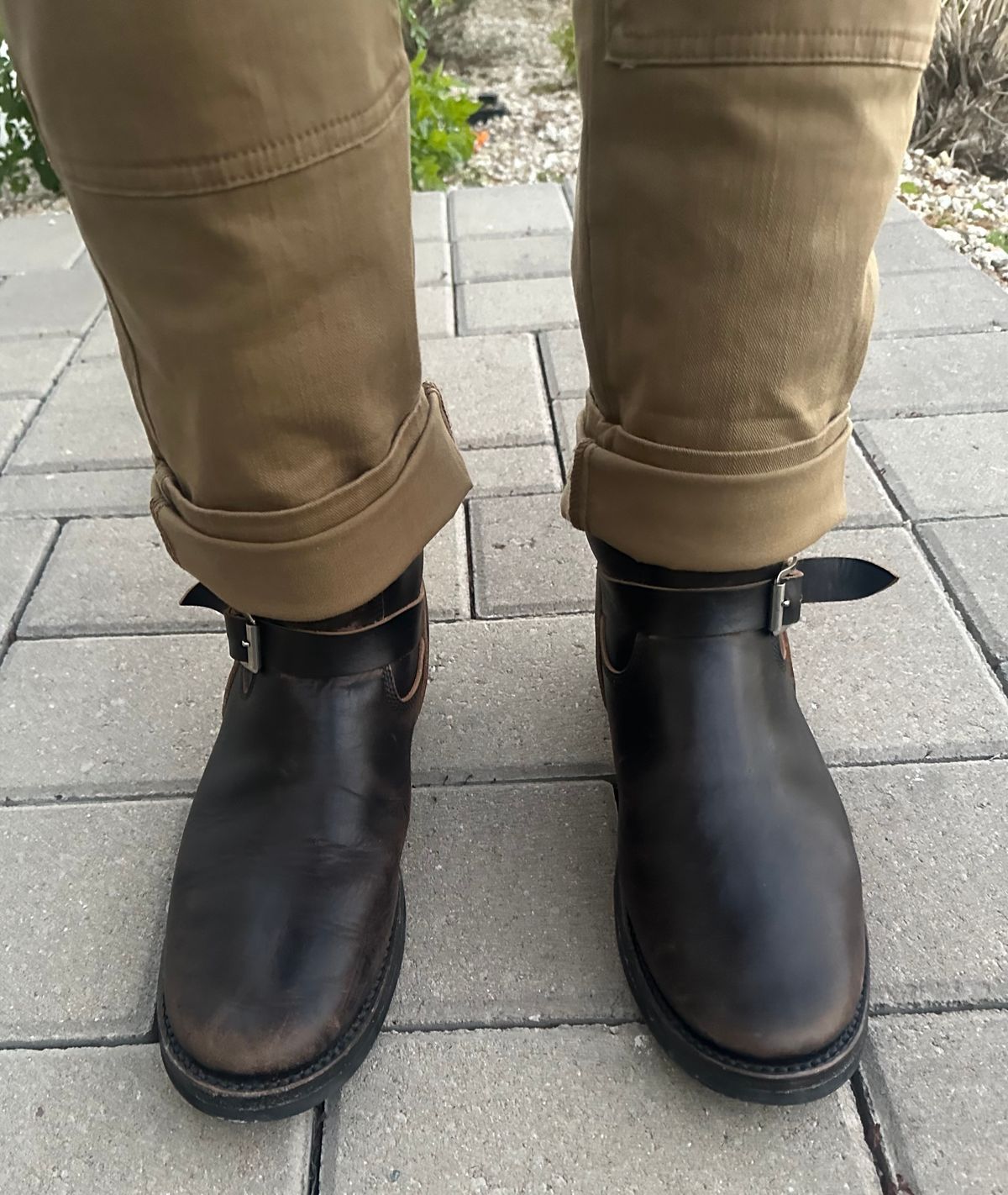 Photo by austinrylees on December 9, 2025 of the Addict Boots AB-01 Engineer Boots in Maryam Black Teacore Horsebutt.