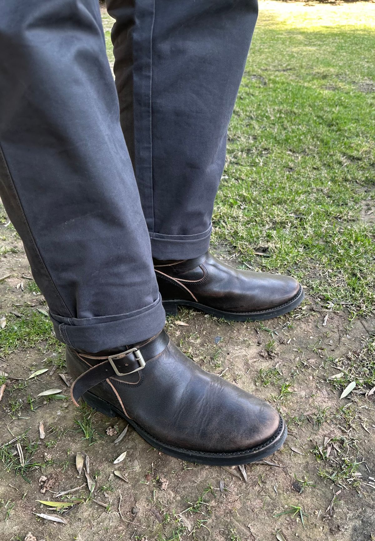 Photo by austinrylees on December 14, 2025 of the Addict Boots AB-01 Engineer Boots in Maryam Black Teacore Horsebutt.