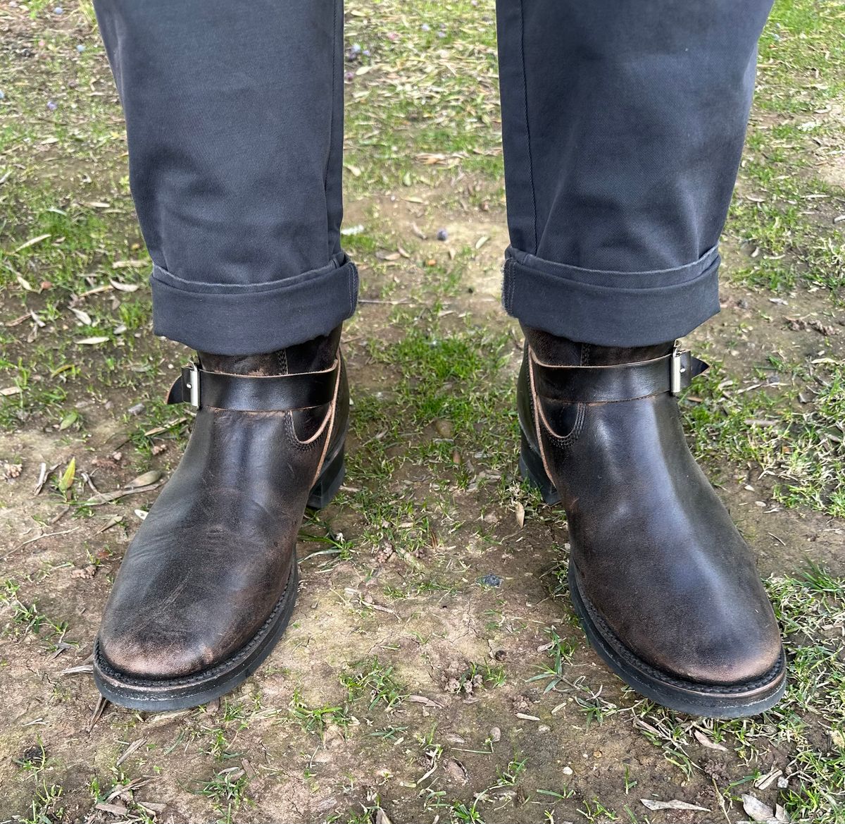 Photo by austinrylees on December 14, 2025 of the Addict Boots AB-01 Engineer Boots in Maryam Black Teacore Horsebutt.