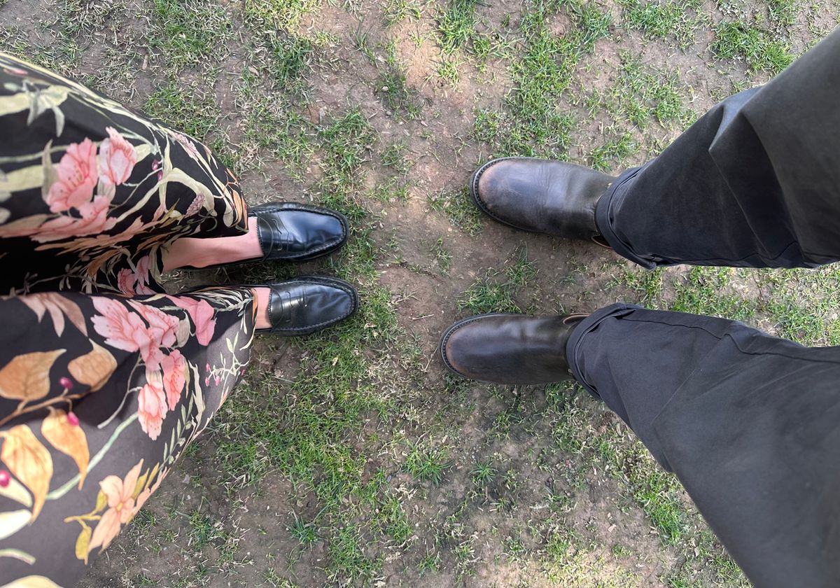 Photo by austinrylees on December 14, 2025 of the Addict Boots AB-01 Engineer Boots in Maryam Black Teacore Horsebutt.