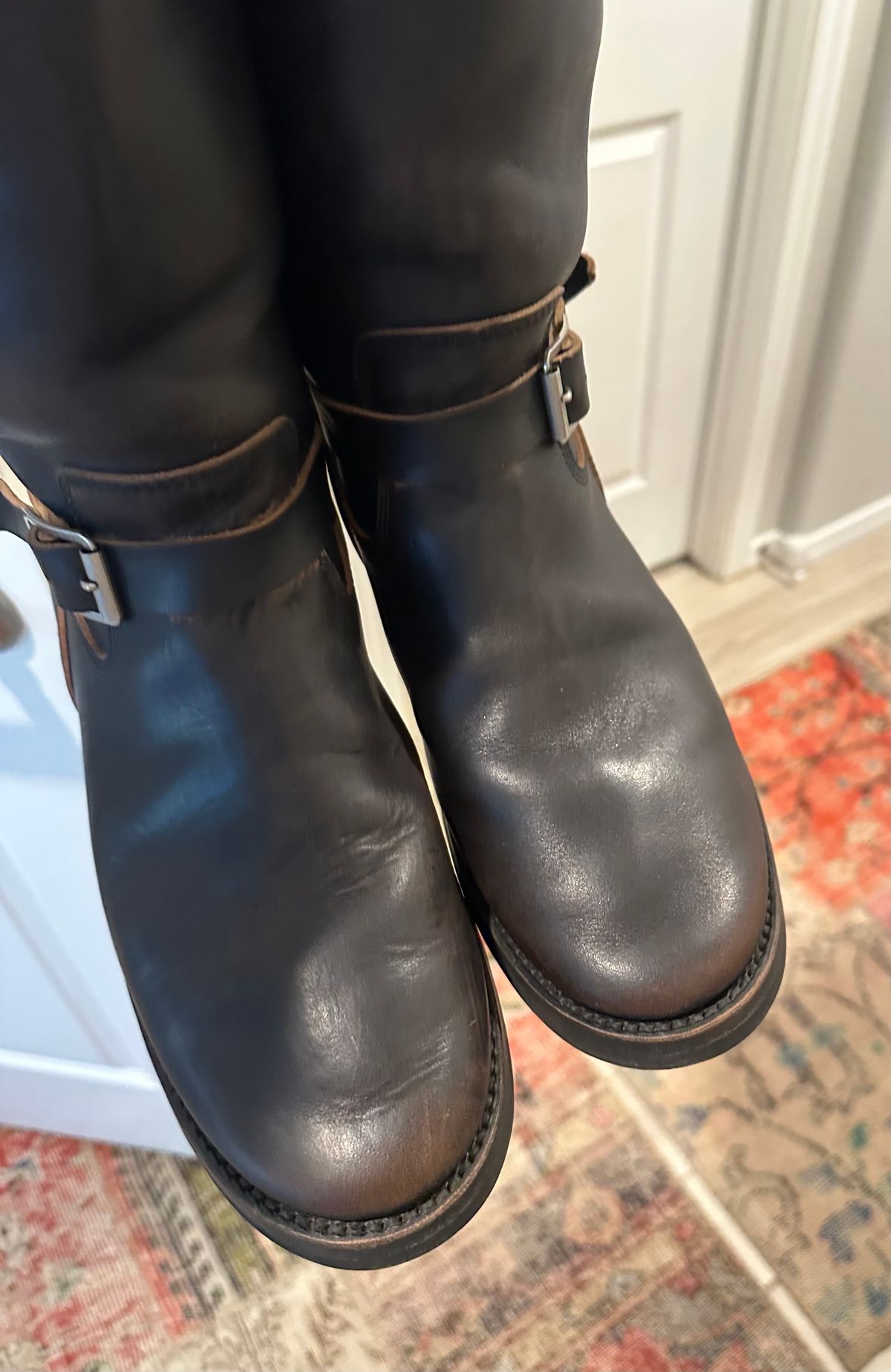 Photo by austinrylees on December 14, 2025 of the Addict Boots AB-01 Engineer Boots in Maryam Black Teacore Horsebutt.