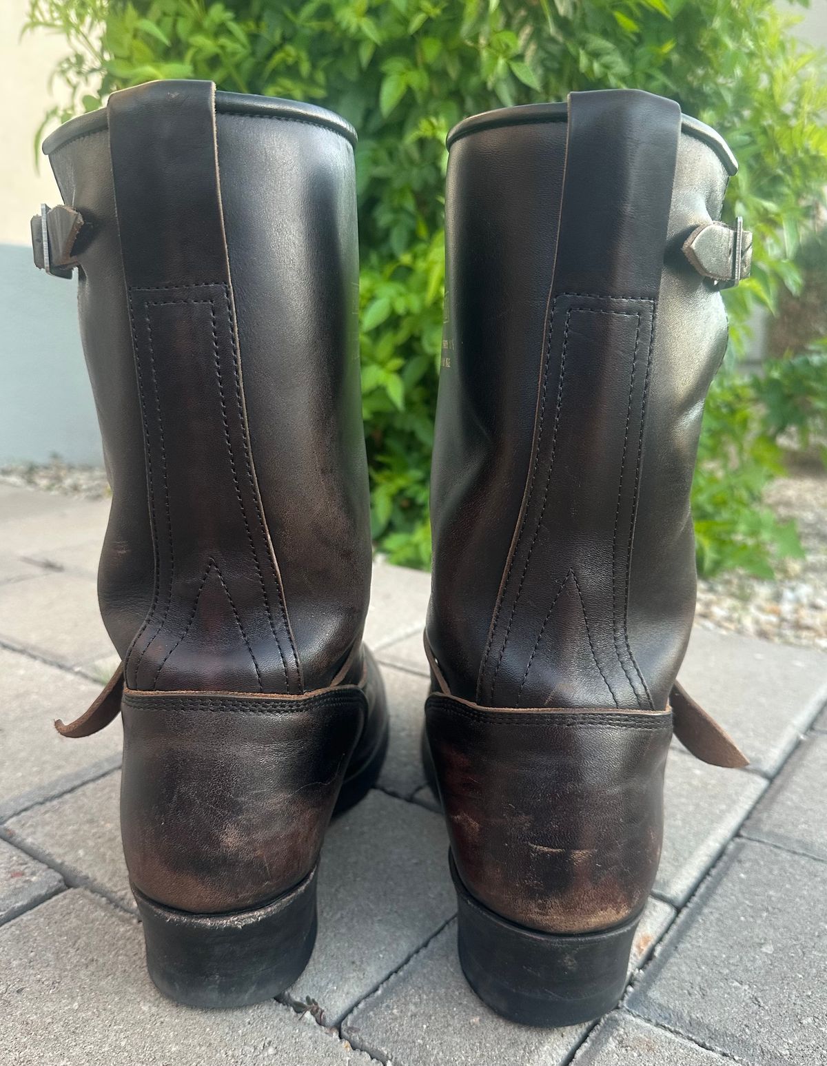 Photo by austinrylees on January 5, 2026 of the Addict Boots AB-01 Engineer Boots in Maryam Black Teacore Horsebutt.