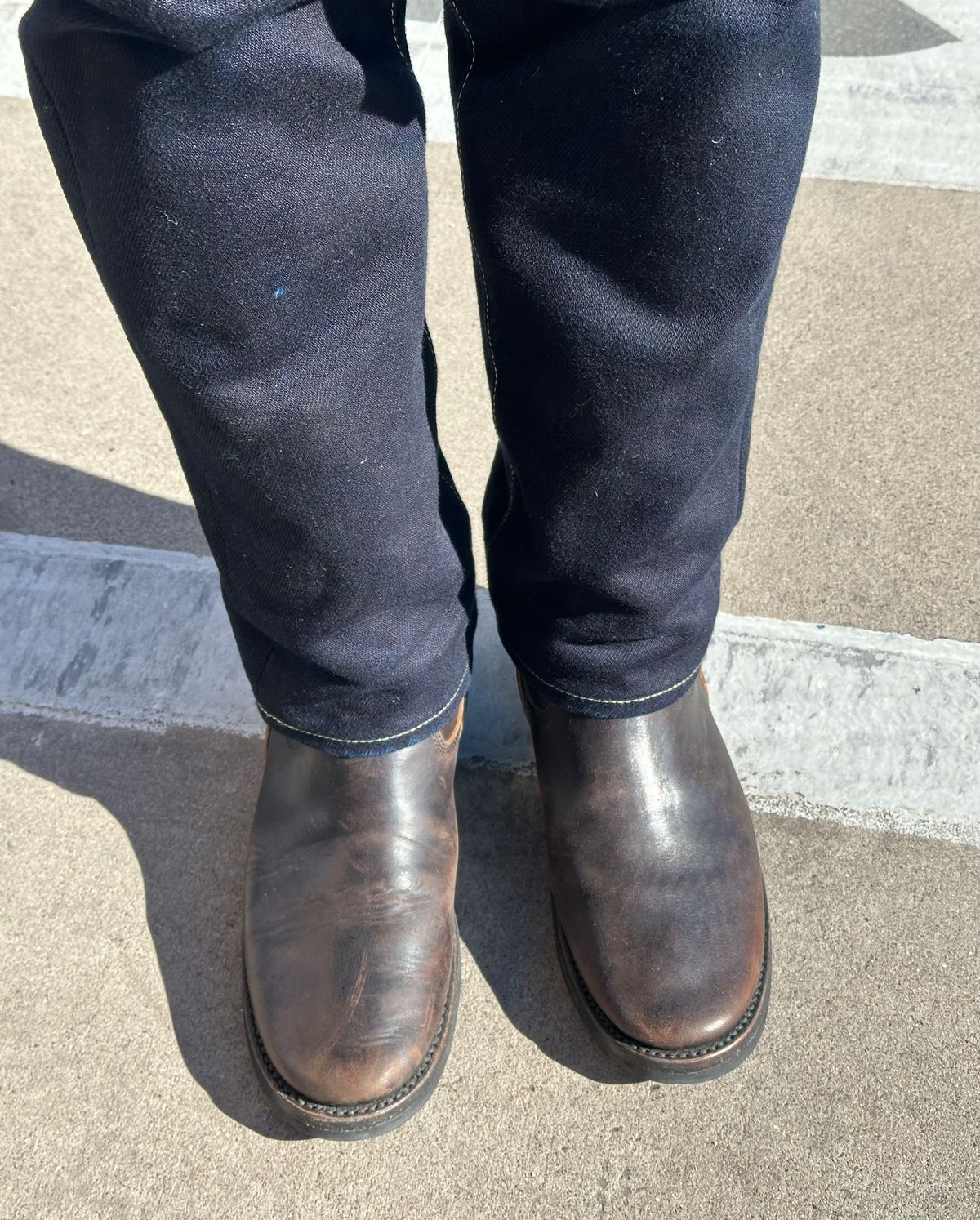 Photo by austinrylees on January 10, 2026 of the Addict Boots AB-01 Engineer Boots in Maryam Black Teacore Horsebutt.