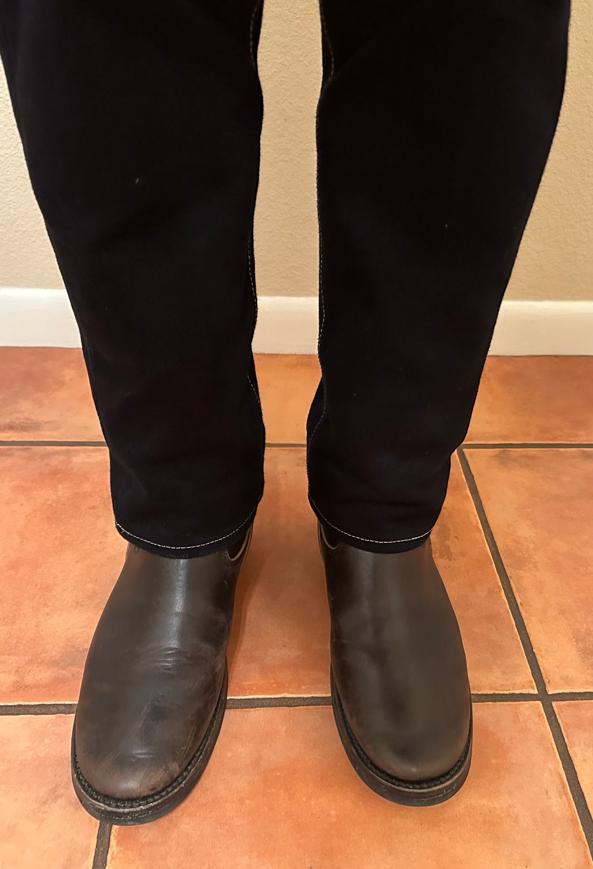 Photo by austinrylees on January 13, 2026 of the Addict Boots AB-01 Engineer Boots in Maryam Black Teacore Horsebutt.