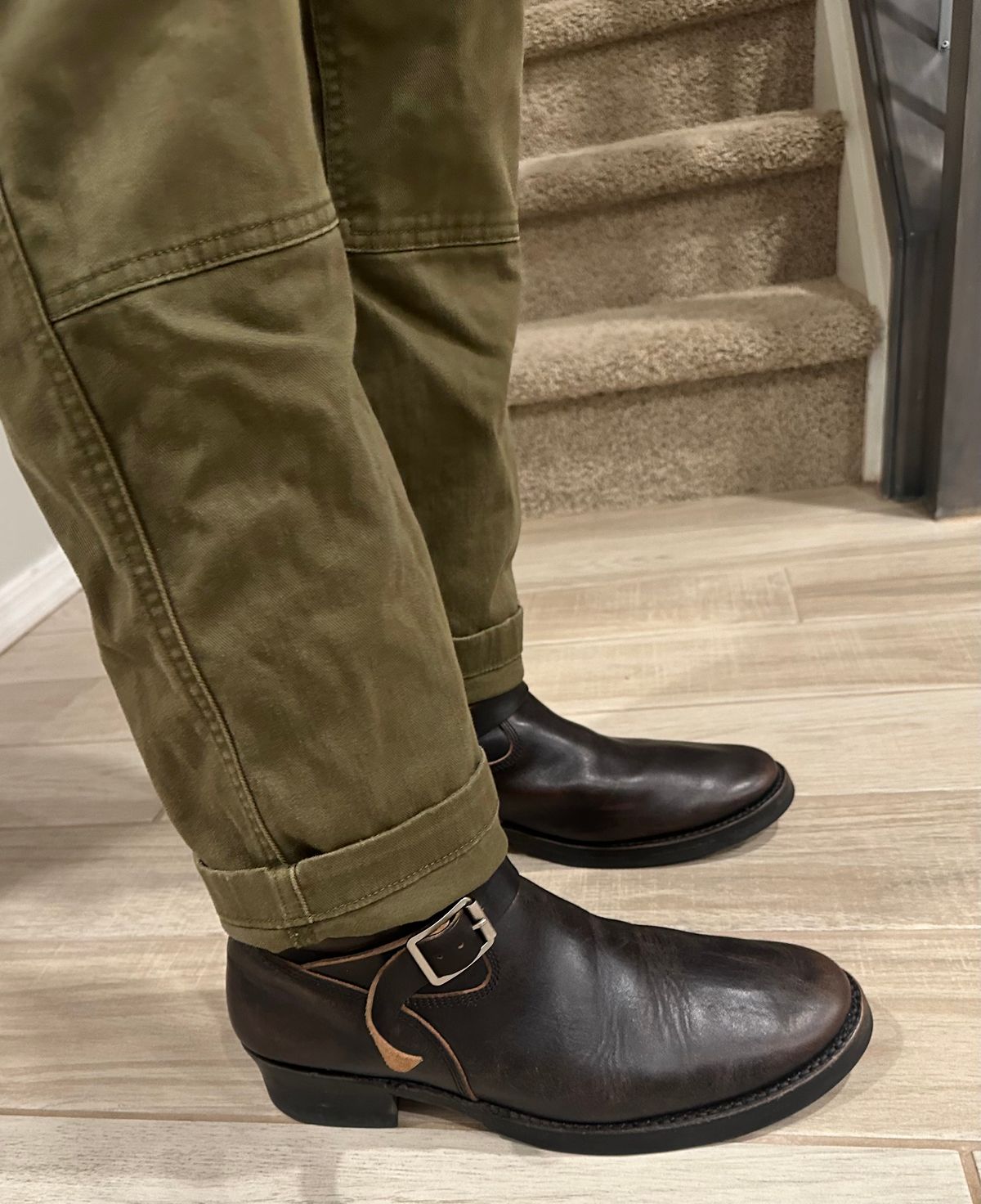 Photo by austinrylees on January 23, 2026 of the Addict Boots AB-01 Engineer Boots in Maryam Black Teacore Horsebutt.