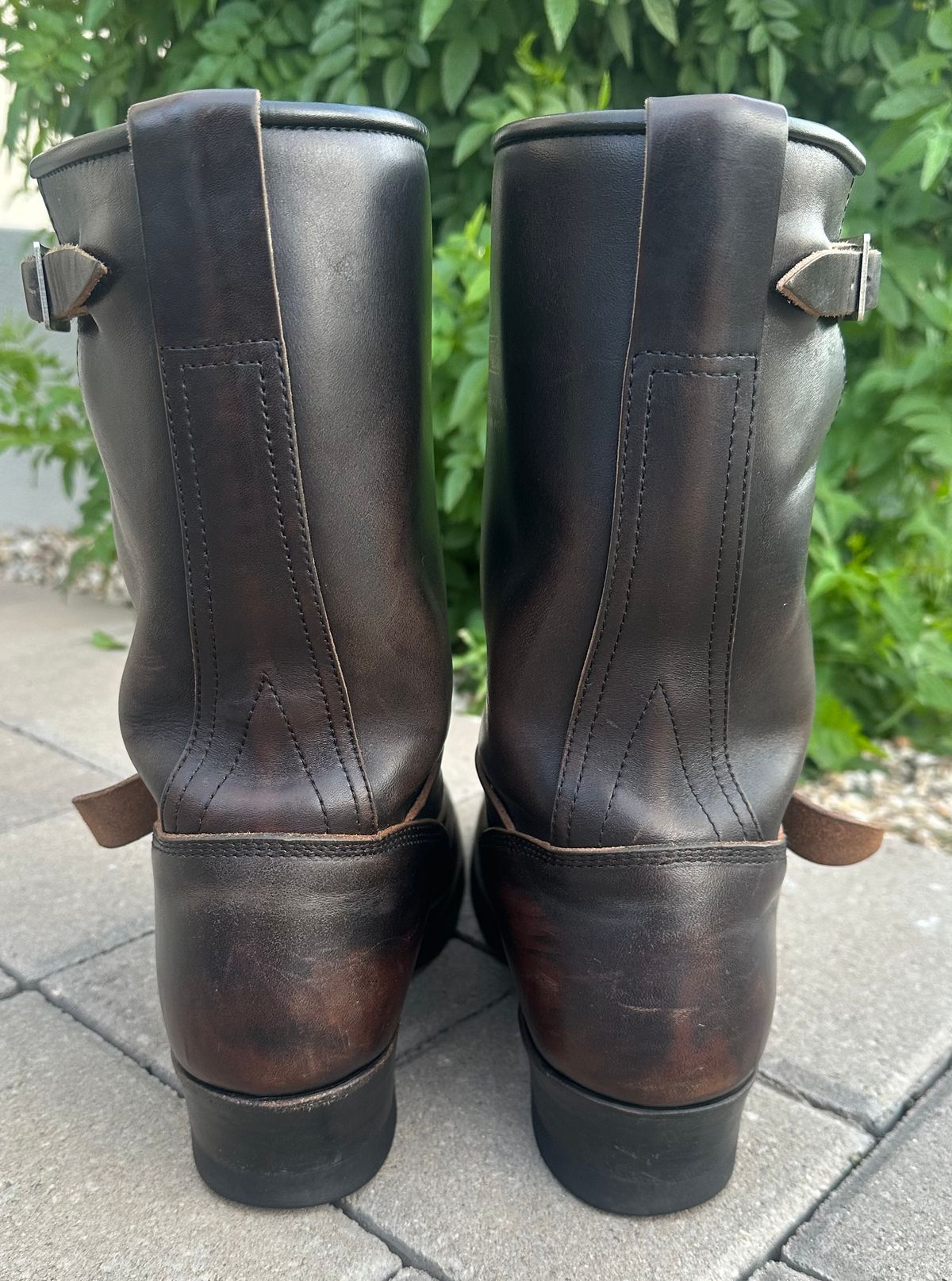 Photo by austinrylees on February 3, 2026 of the Addict Boots AB-01 Engineer Boots in Maryam Black Teacore Horsebutt.