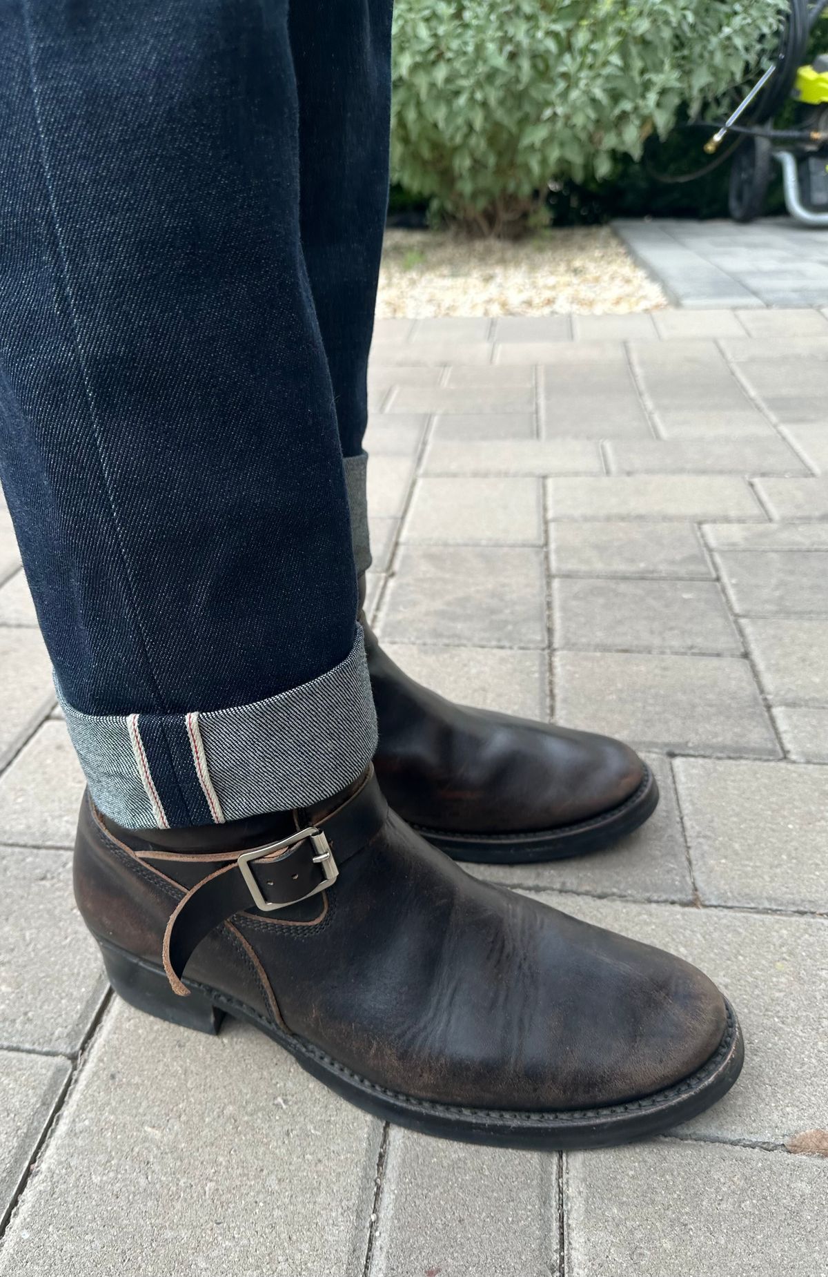 Photo by austinrylees on February 17, 2026 of the Addict Boots AB-01 Engineer Boots in Maryam Black Teacore Horsebutt.