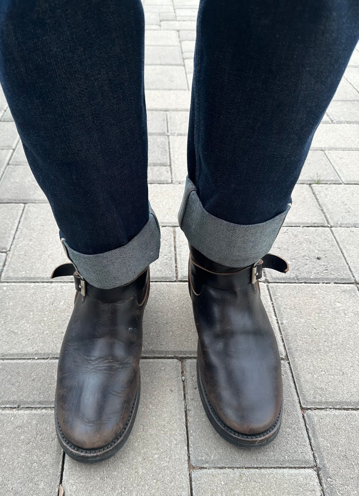 Photo by austinrylees on February 17, 2026 of the Addict Boots AB-01 Engineer Boots in Maryam Black Teacore Horsebutt.