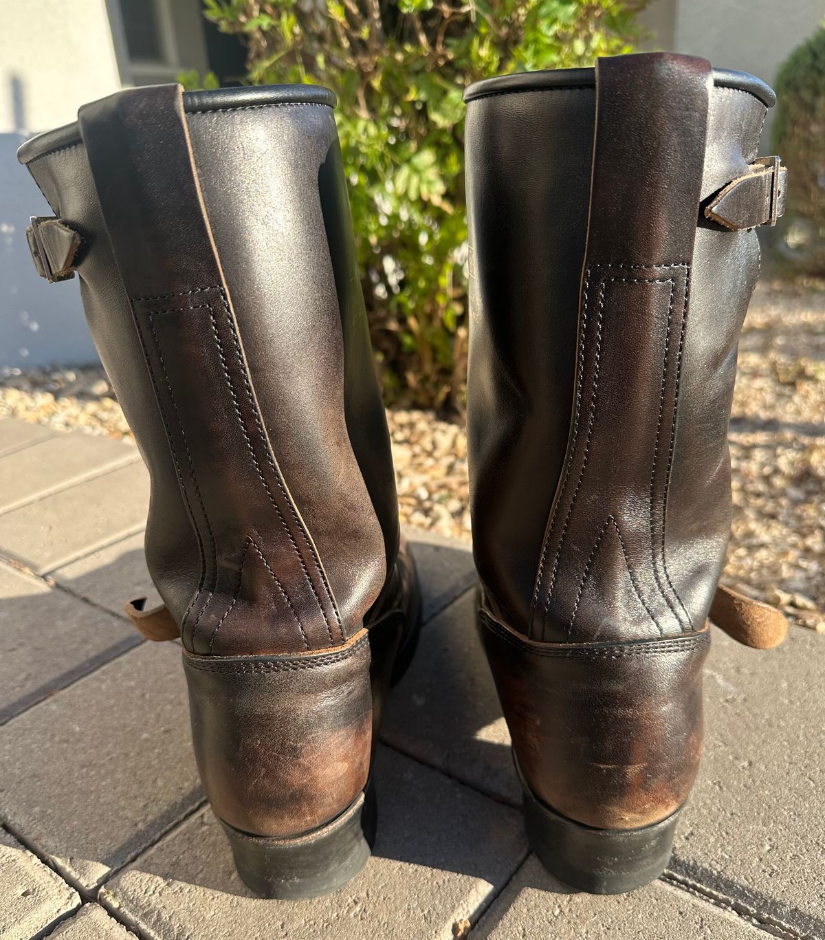 Photo by austinrylees on March 4, 2026 of the Addict Boots AB-01 Engineer Boots in Maryam Black Teacore Horsebutt.