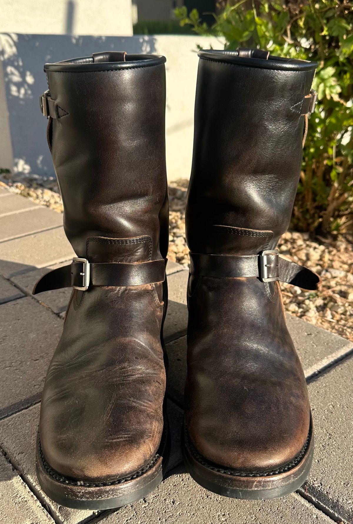 Photo by austinrylees on March 4, 2026 of the Addict Boots AB-01 Engineer Boots in Maryam Black Teacore Horsebutt.