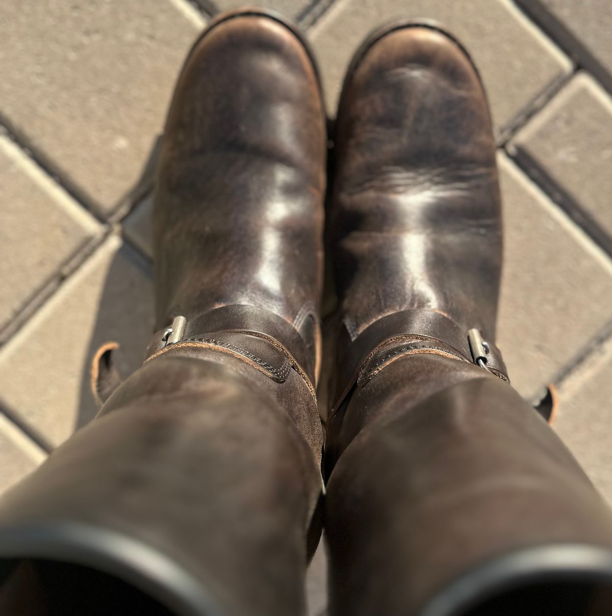 Photo by austinrylees on March 4, 2026 of the Addict Boots AB-01 Engineer Boots in Maryam Black Teacore Horsebutt.