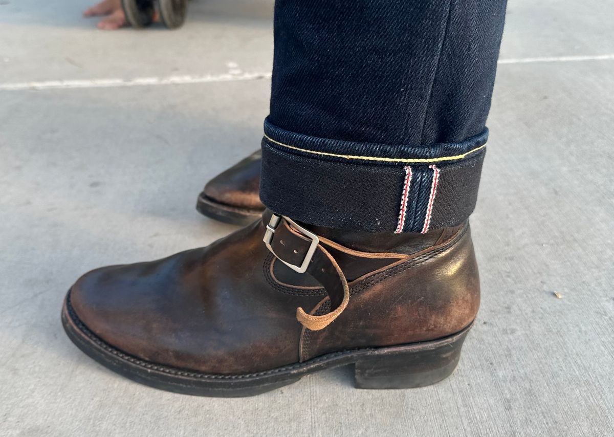 Photo by austinrylees on March 17, 2026 of the Addict Boots AB-01 Engineer Boots in Maryam Black Teacore Horsebutt.