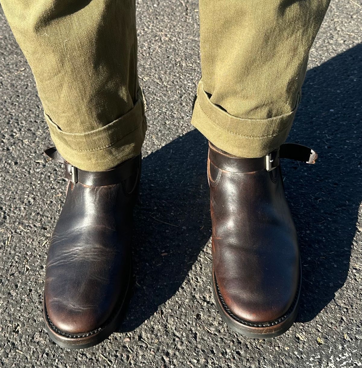 Photo by austinrylees on March 26, 2026 of the Addict Boots AB-01 Engineer Boots in Maryam Black Teacore Horsebutt.