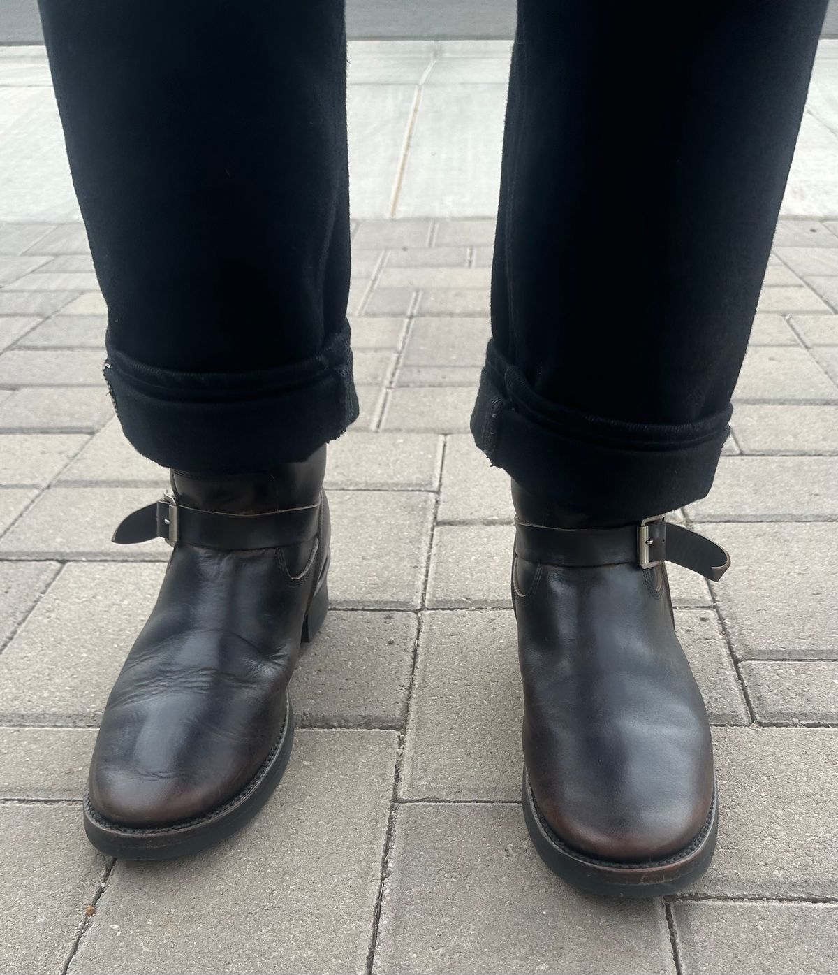 Photo by austinrylees on March 31, 2026 of the Addict Boots AB-01 Engineer Boots in Maryam Black Teacore Horsebutt.