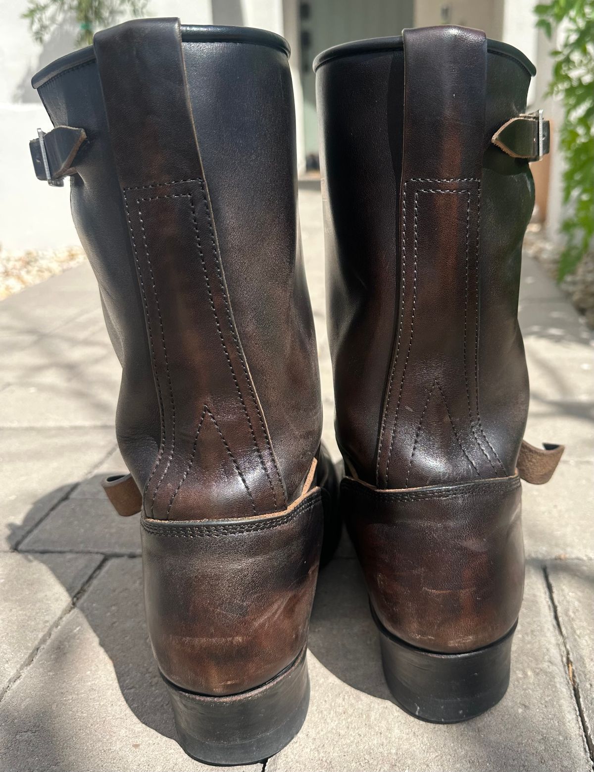 Photo by austinrylees on April 4, 2026 of the Addict Boots AB-01 Engineer Boots in Maryam Black Teacore Horsebutt.