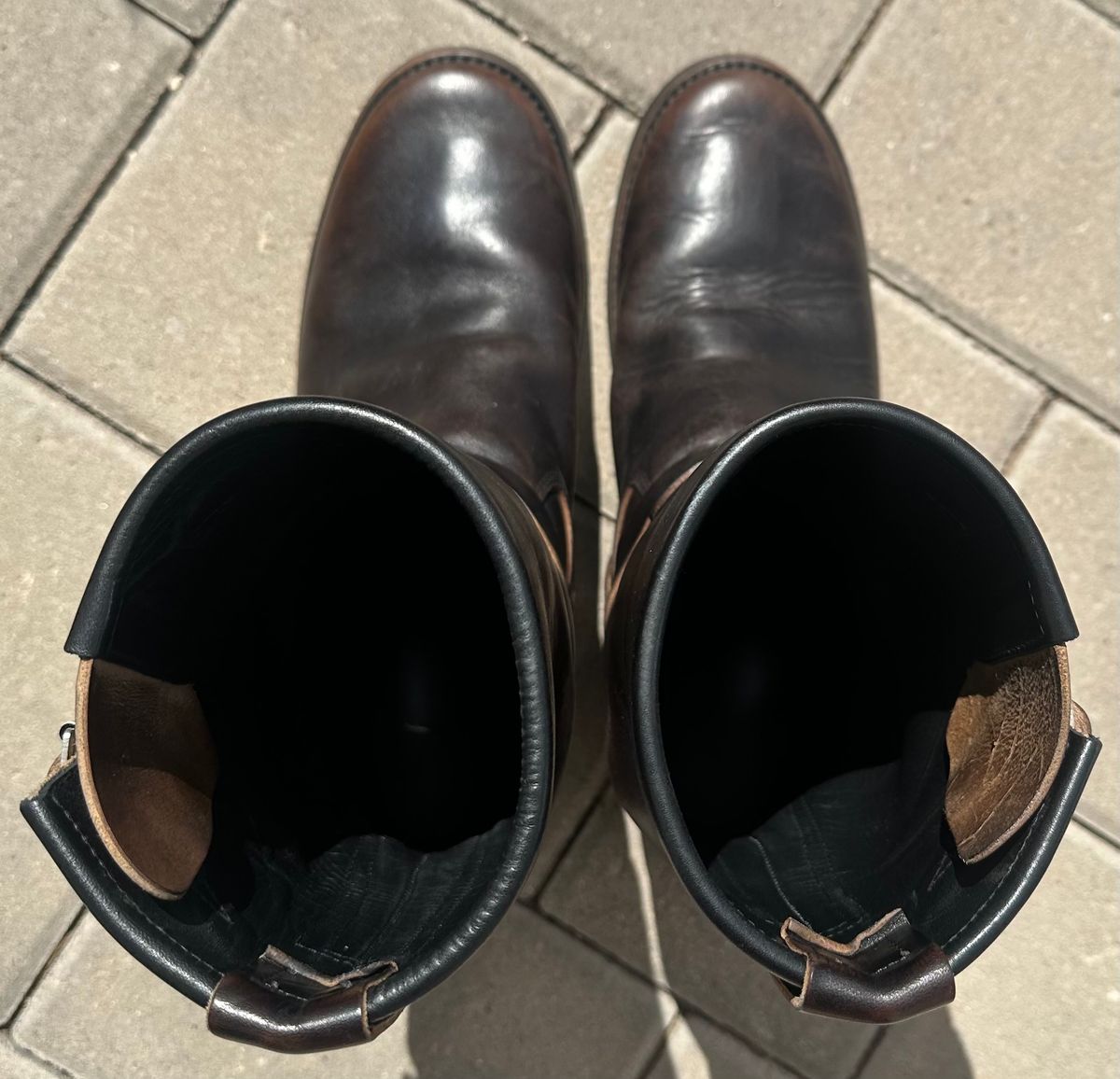 Photo by austinrylees on April 4, 2026 of the Addict Boots AB-01 Engineer Boots in Maryam Black Teacore Horsebutt.