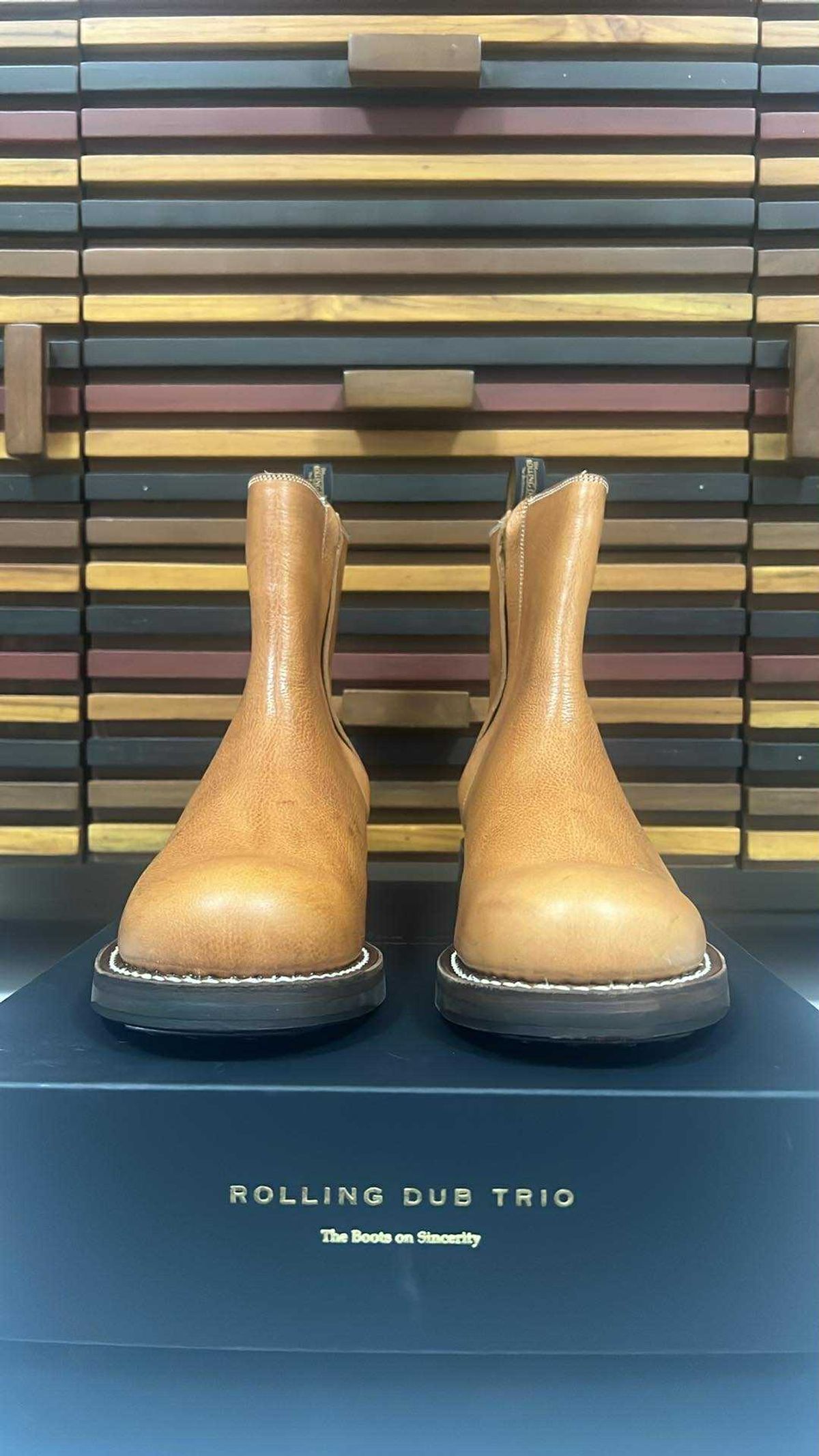 Photo by elmer.richard on October 5, 2025 of the Rolling Dub Trio Casper Boot in Brown Vachetta Virgilio.