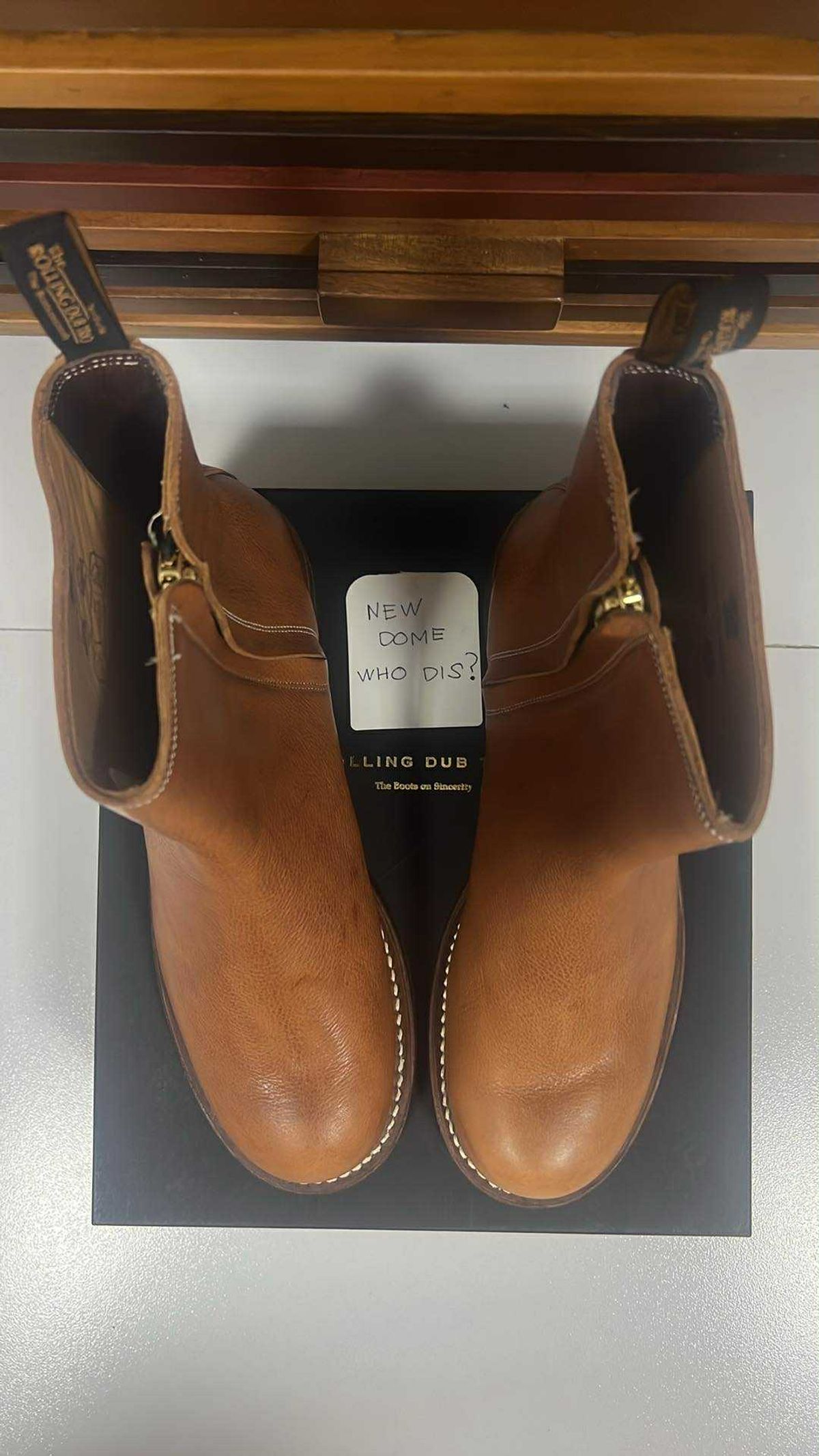 Photo by elmer.richard on October 5, 2025 of the Rolling Dub Trio Casper Boot in Brown Vachetta Virgilio.