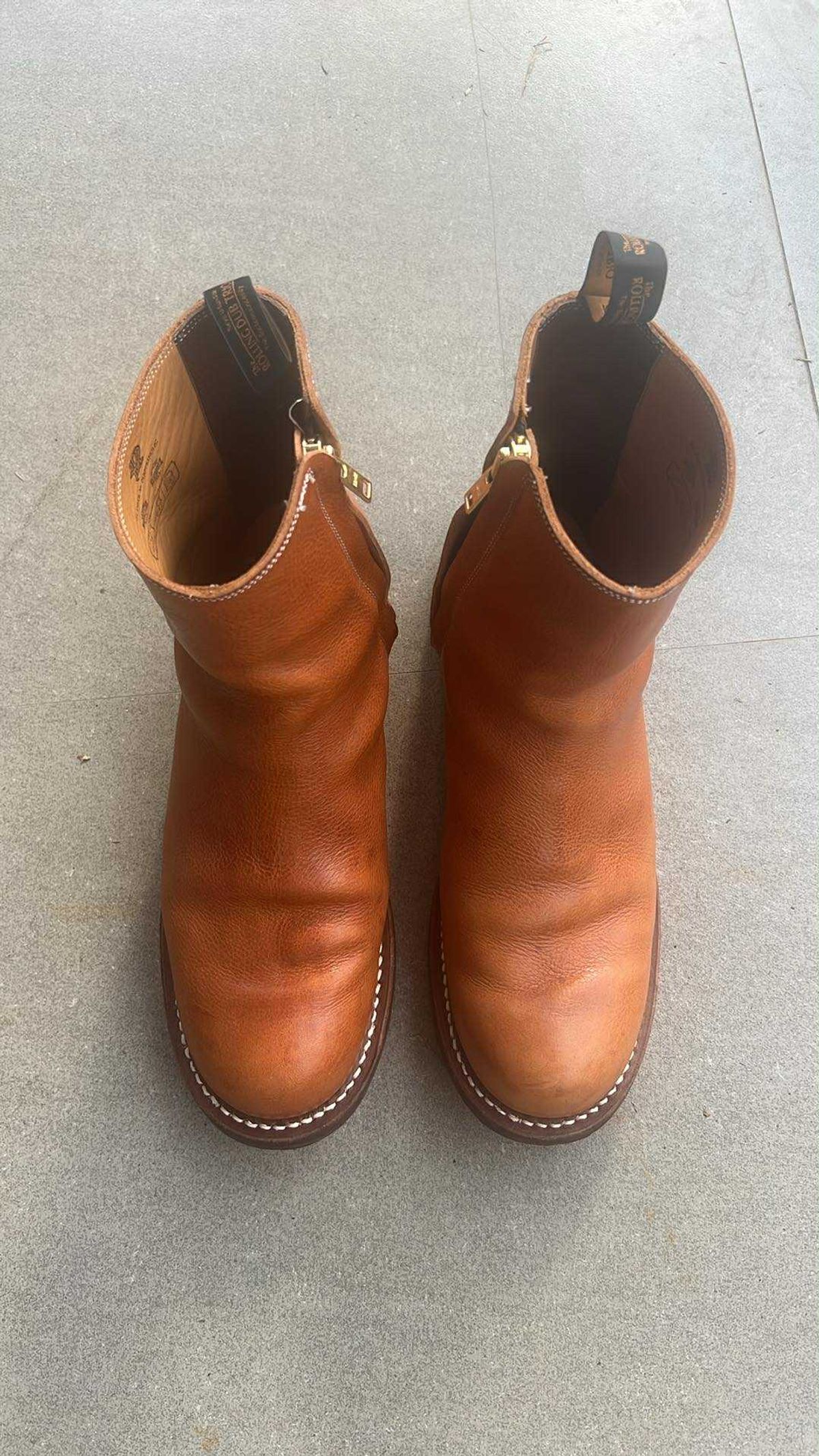 Photo by elmer.richard on November 5, 2025 of the Rolling Dub Trio Casper Boot in Brown Vachetta Virgilio.