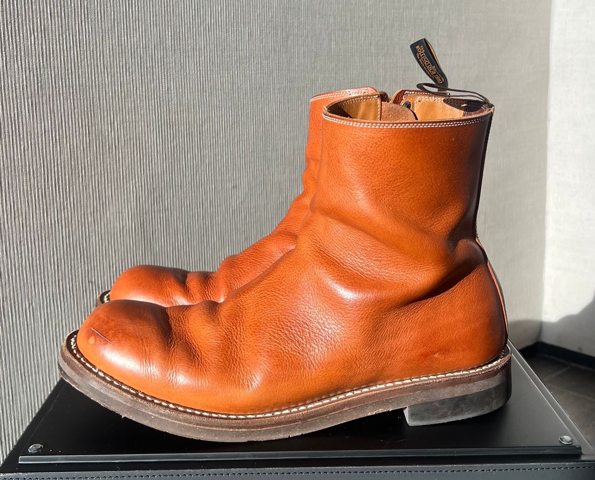 Photo by elmer.richard on December 6, 2025 of the Rolling Dub Trio Casper Boot in Brown Vachetta Virgilio.