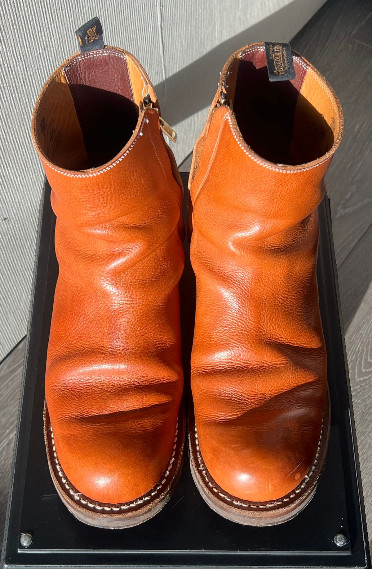 Photo by elmer.richard on December 6, 2025 of the Rolling Dub Trio Casper Boot in Brown Vachetta Virgilio.