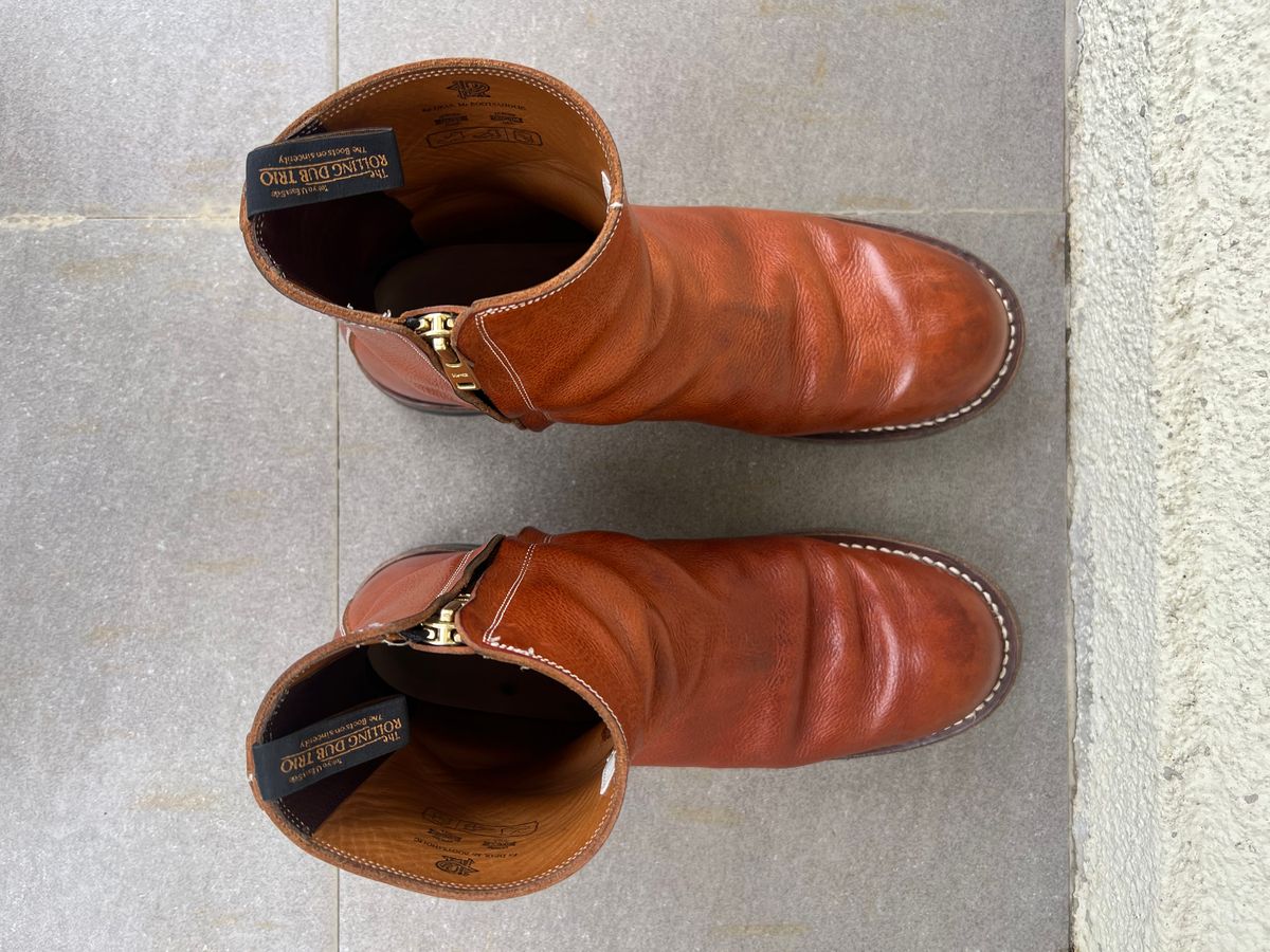 Photo by elmer.richard on February 4, 2026 of the Rolling Dub Trio Casper Boot in Brown Vachetta Virgilio.