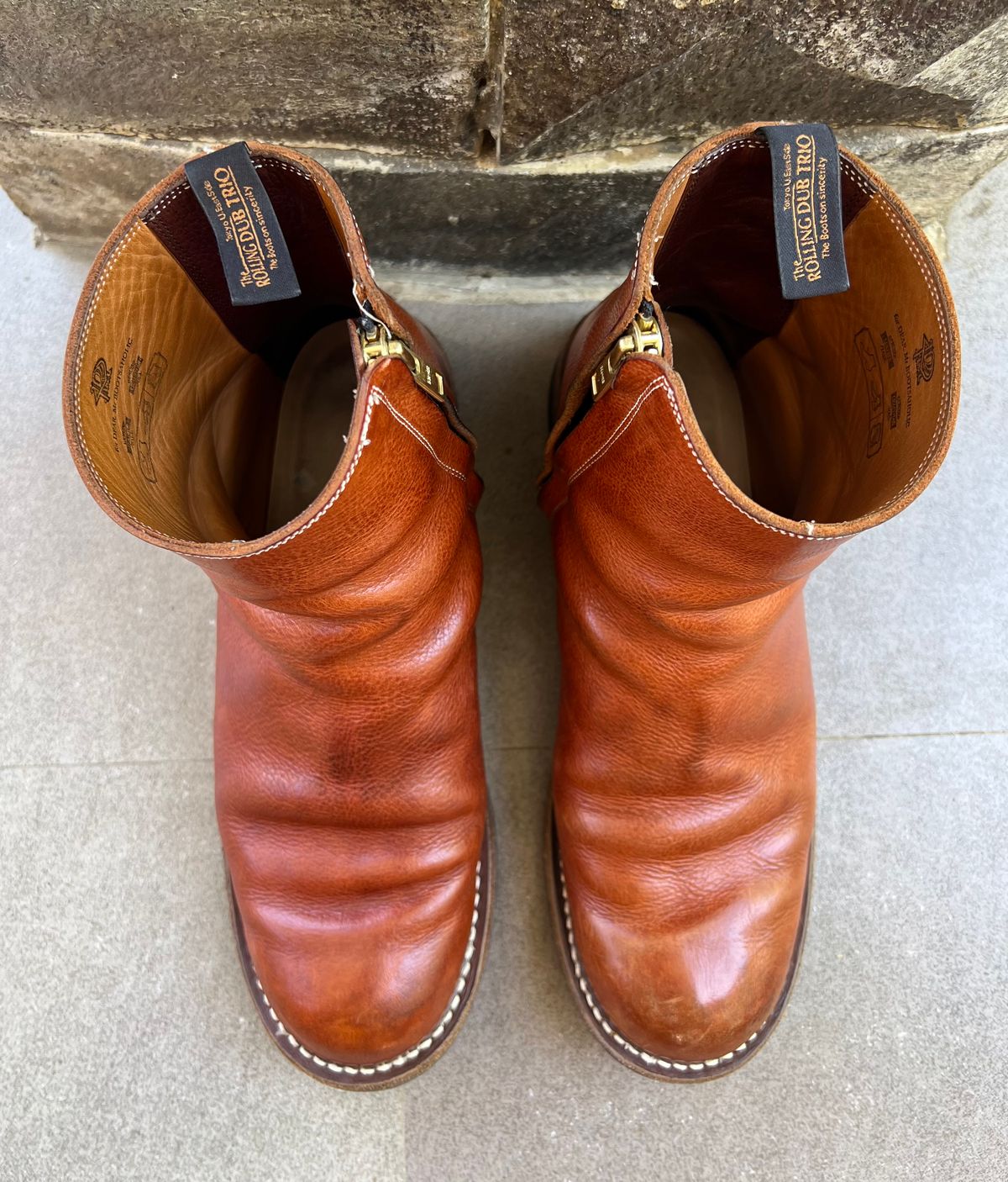 Photo by elmer.richard on April 6, 2026 of the Rolling Dub Trio Casper Boot in Brown Vachetta Virgilio.