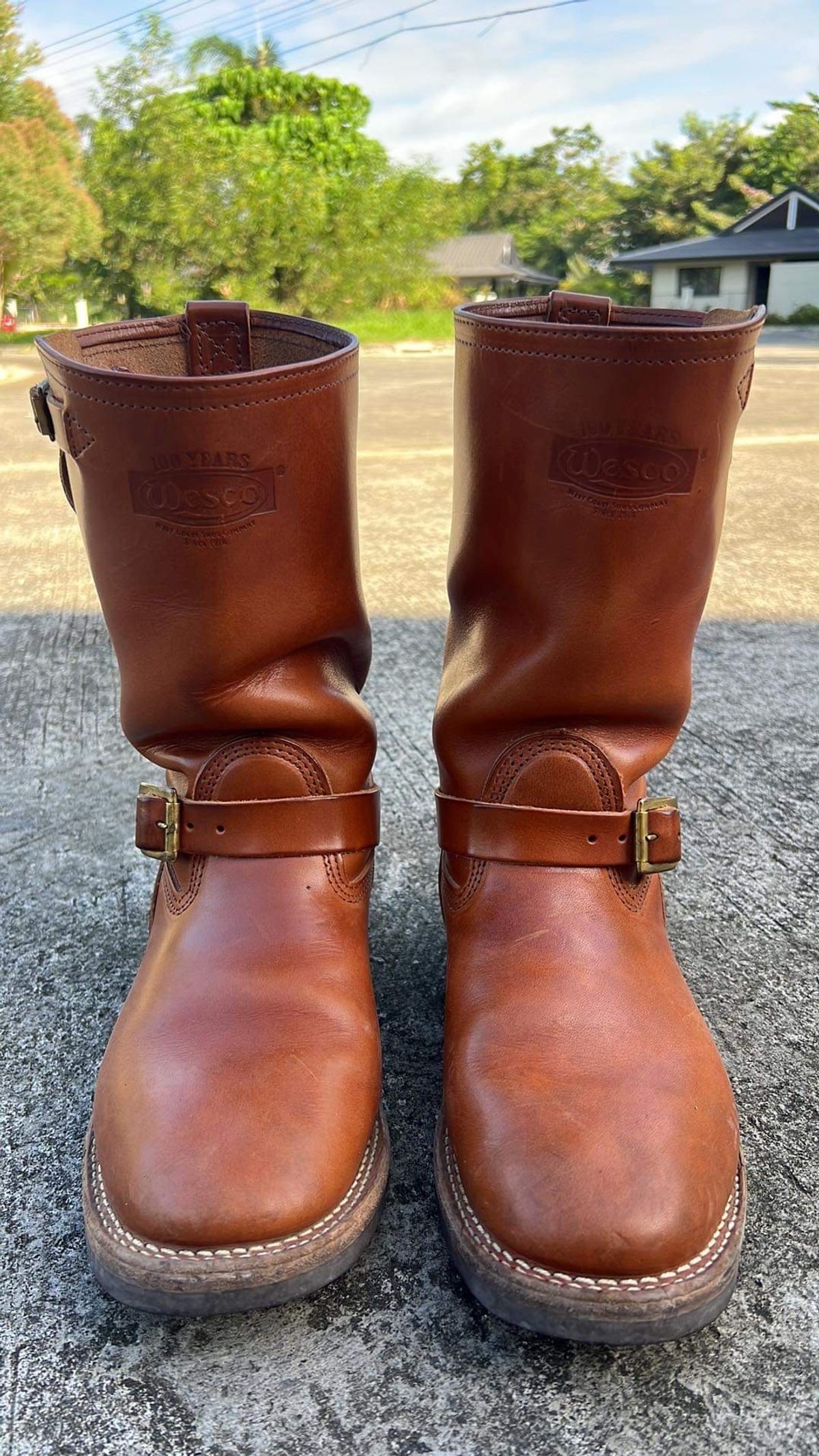 Photo by elmer.richard on March 2, 2024 of the Wesco Boss Engineer Boot in Wickett & Craig Buck Brown Traditional Harness.