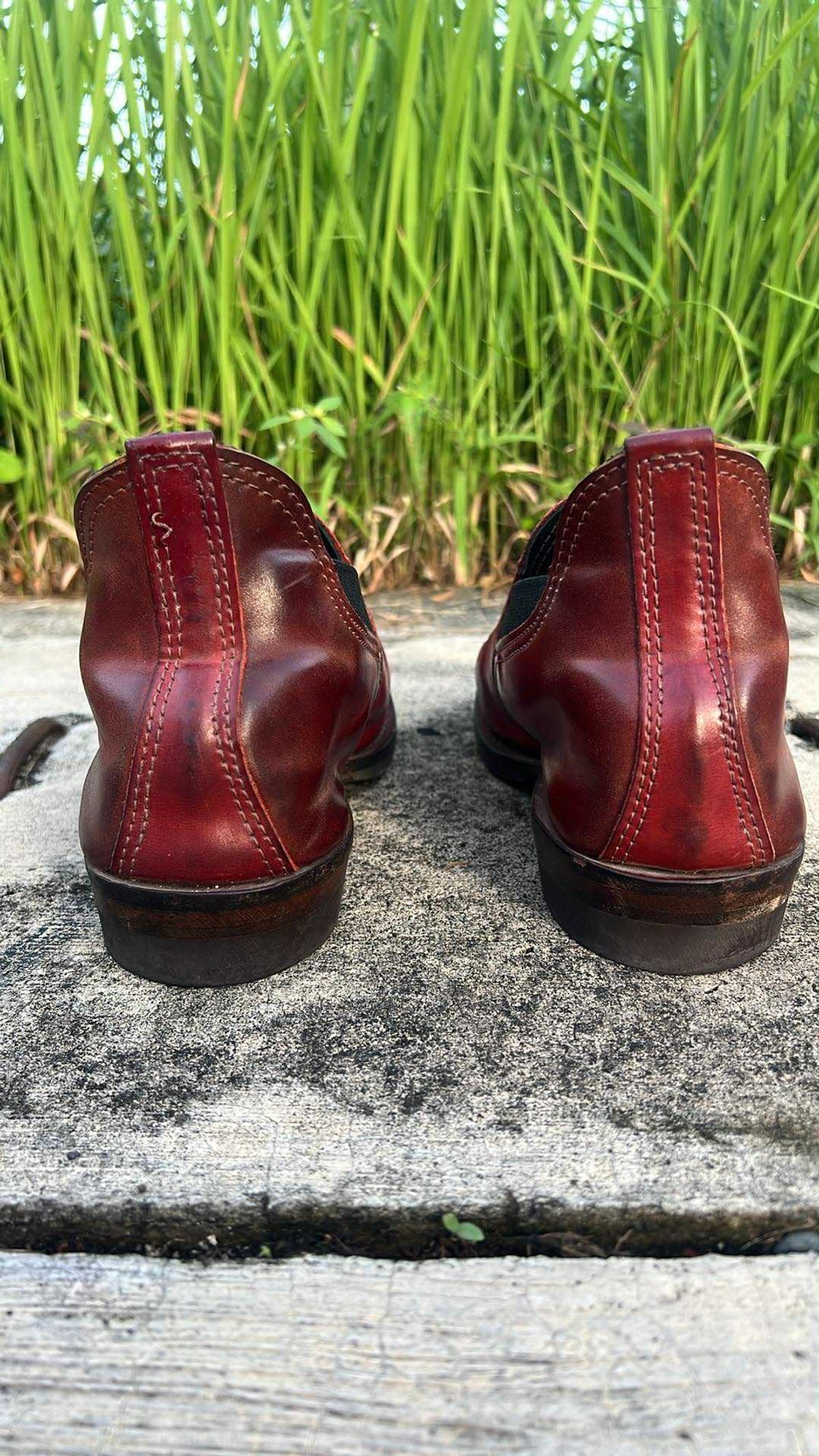 Photo by elmer.richard on November 4, 2025 of the Wesco Romeo in Shinki Ruby Red And Brown Shell Cordovan.