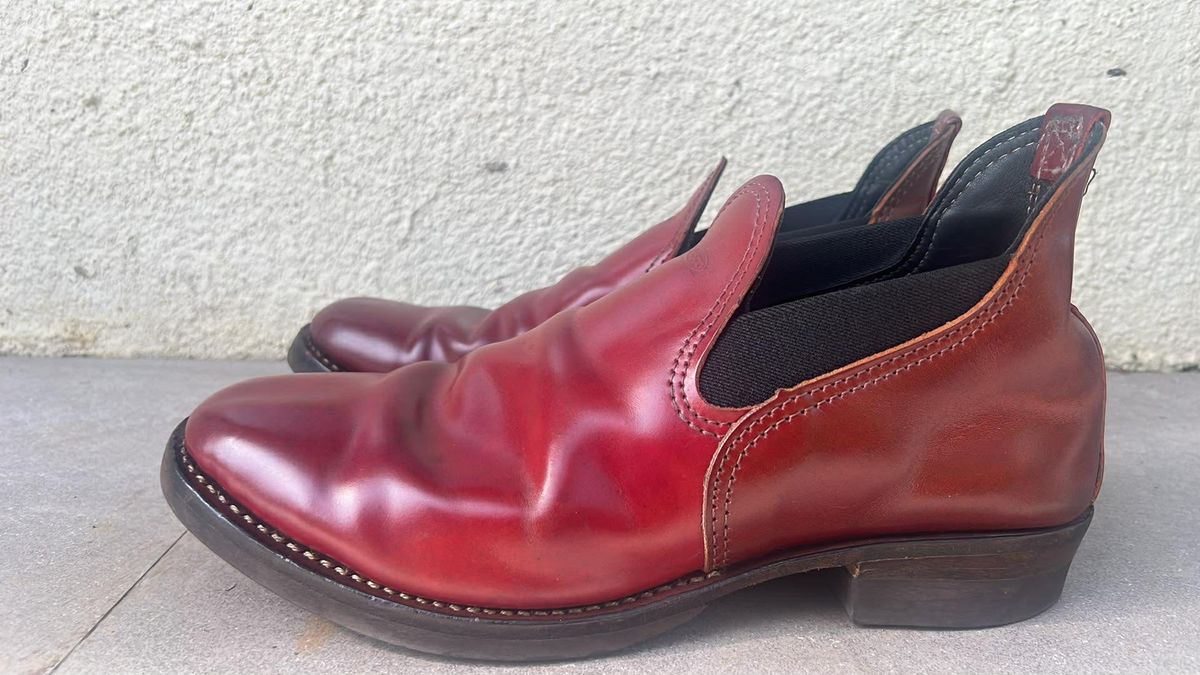 Photo by elmer.richard on January 4, 2026 of the Wesco Romeo in Shinki Ruby Red And Brown Shell Cordovan.