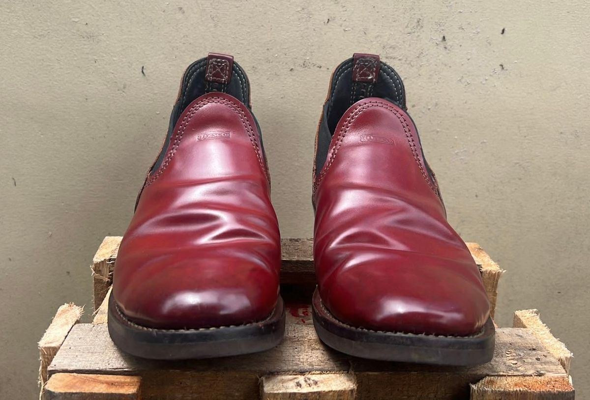 Photo by elmer.richard on March 6, 2026 of the Wesco Romeo in Shinki Ruby Red And Brown Shell Cordovan.